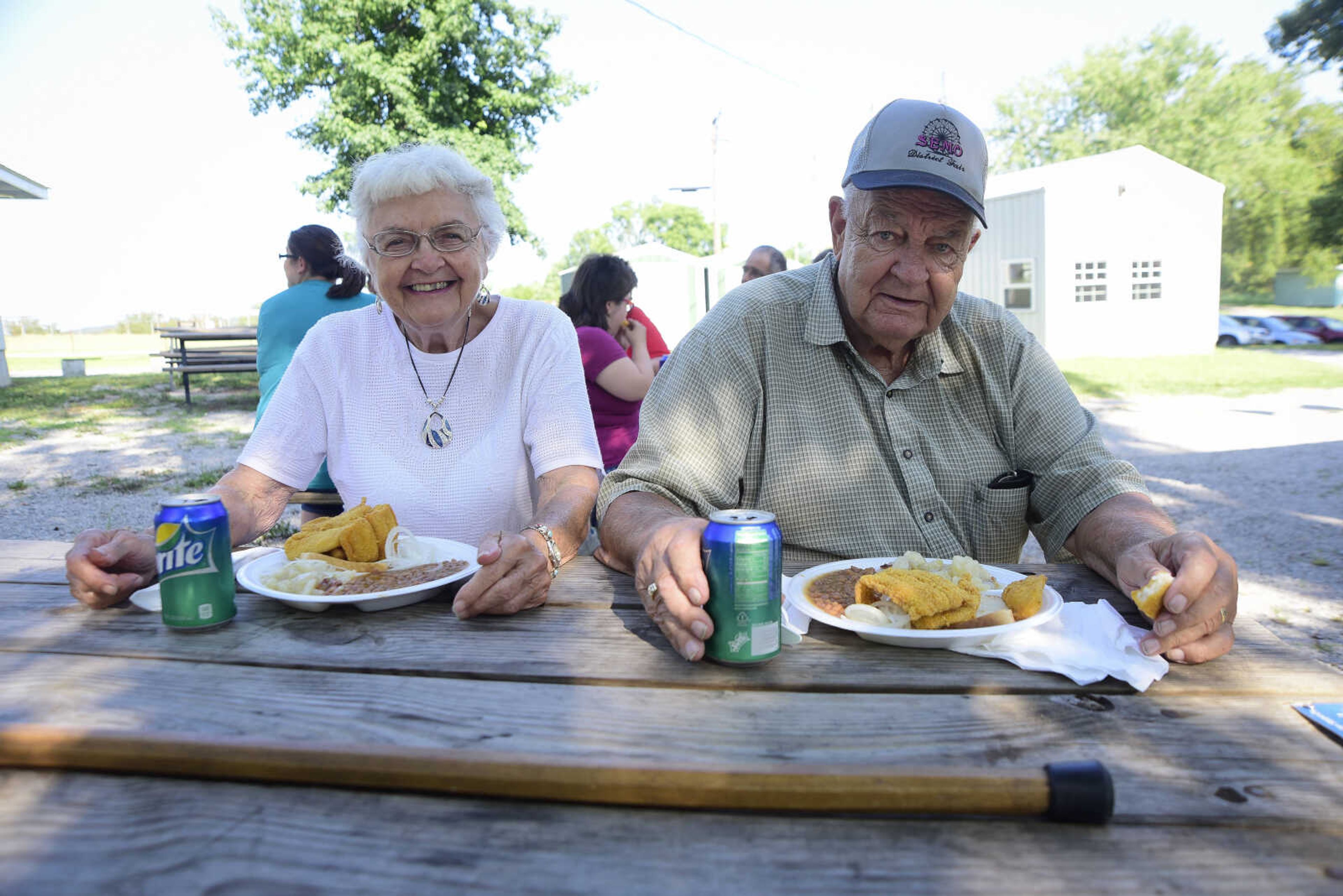 Pauline and Bill Nitsch pose for a photo during the Trinity Church Picnic Sunday, July 16, 2017 at the Altenburg Fairgrounds.