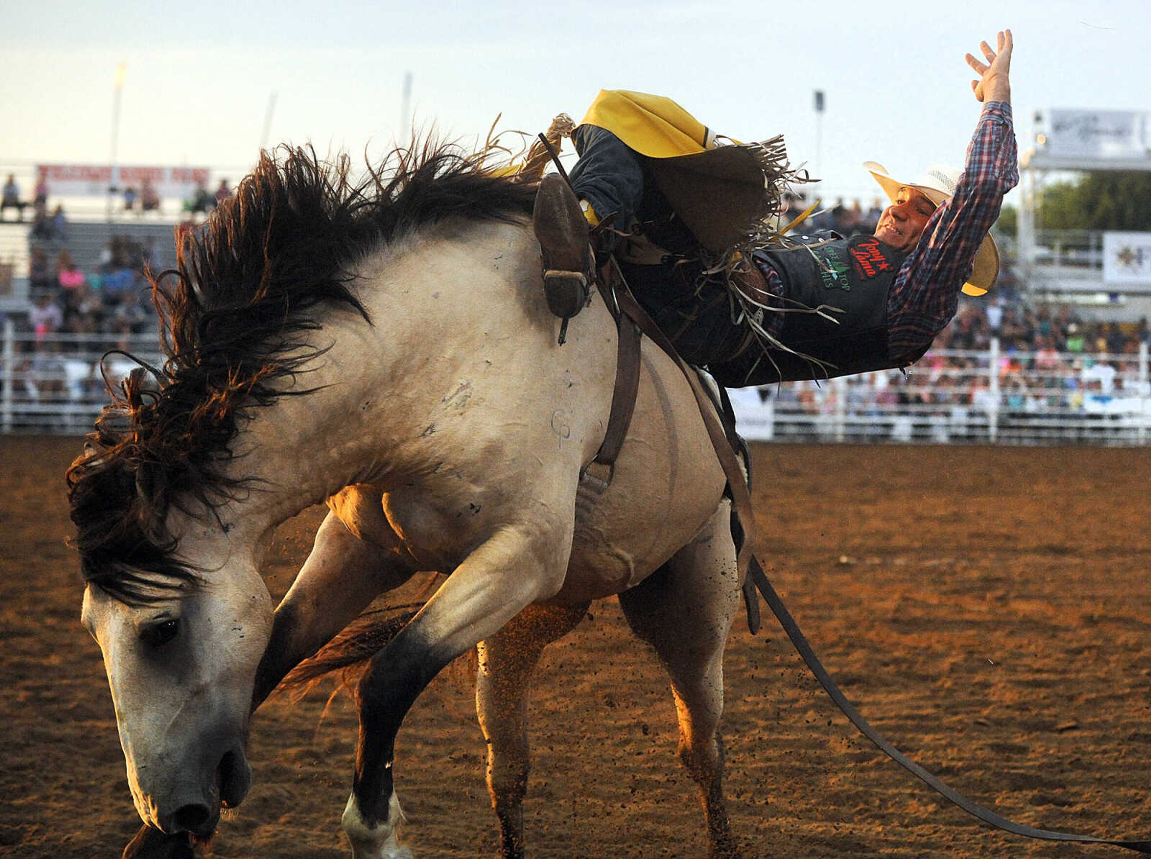 LAURA SIMON ~ lsimon@semissourian.com

Bobby Mote competes in bareback riding during the opening night of the Sikeston Jaycee Bootheel Rodeo, Wednesday, Aug. 6, 2014.