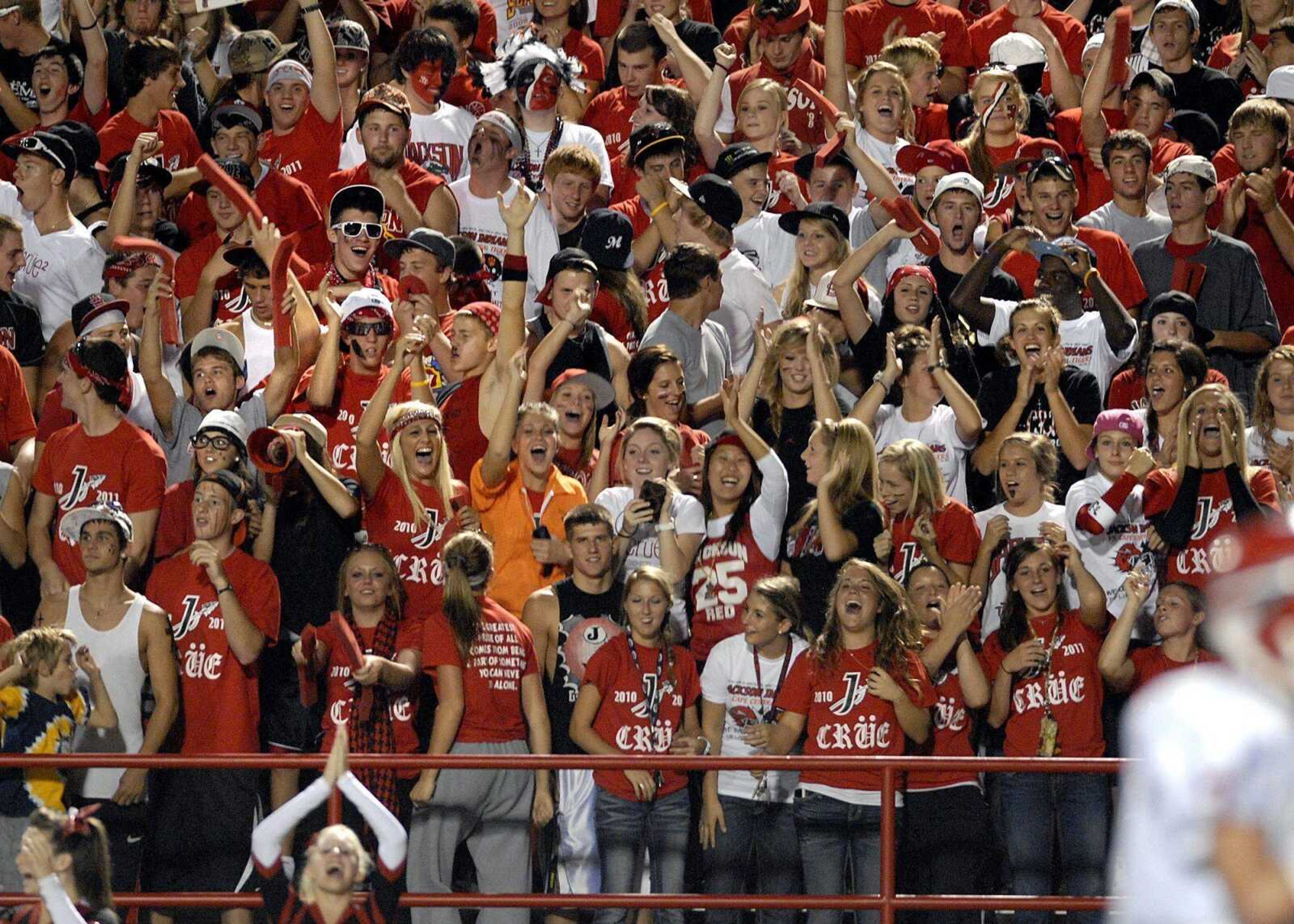 Jackson fans cheer from the stands Friday as the Tigers battle the Indians at Houck Stadium.