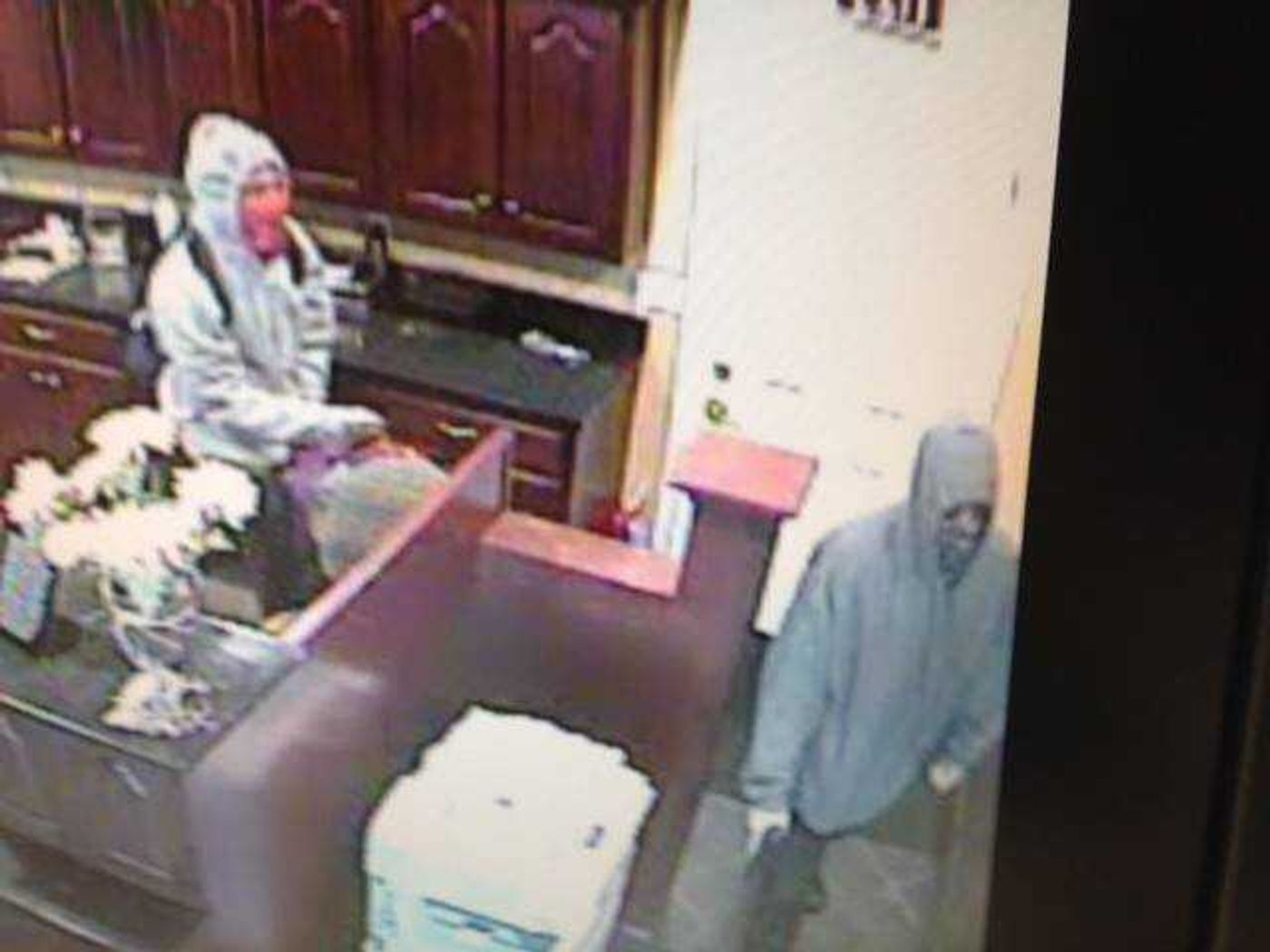 A security camera photo showed the two suspects from Thursday morning's robbery at the First Commercial Bank in Morley.
(Submitted)