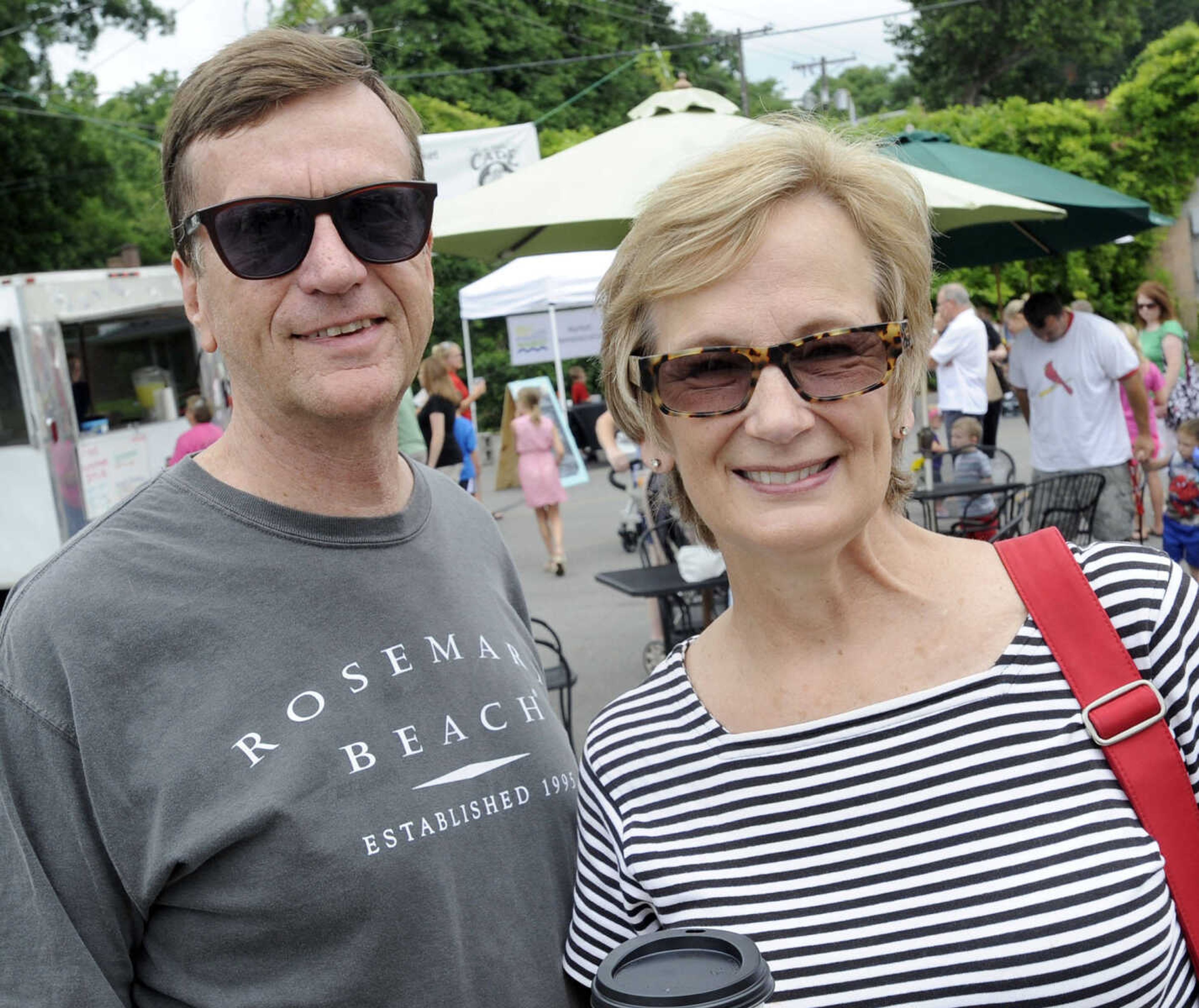 Bill and Georganne Syler of Cape Girardeau pose for a photo at the Cape Riverfront Market on Saturday, July 6, 2013 in Cape Girardeau.