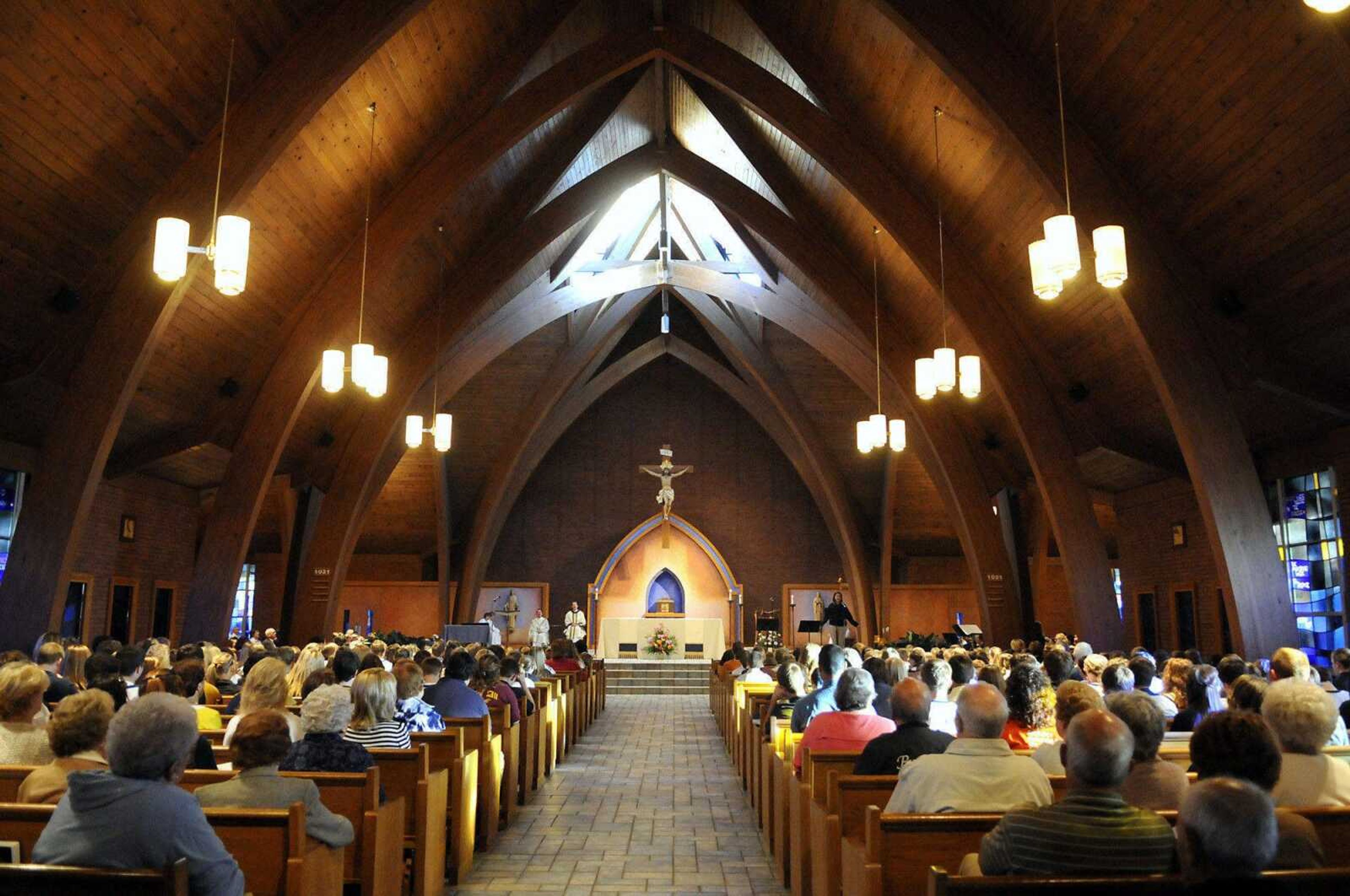 St. Vincent de Paul Parish's congregation listens to Mass on Oct. 15, 2010, in Perryville, Missouri. The parish discovered a ransomware attack on its internal network server Aug. 2.