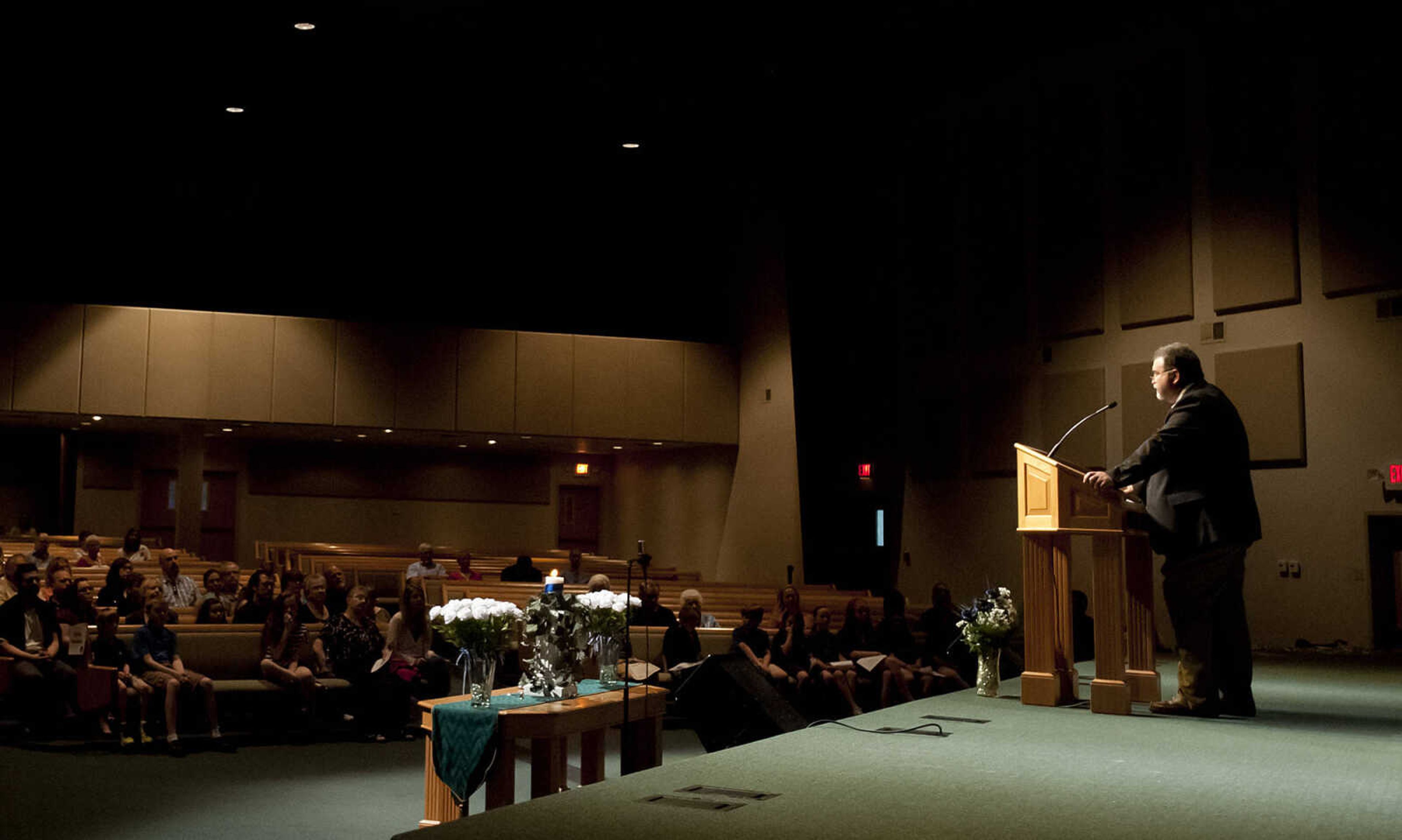 Cape Girardeau County Sheriff John Jordan speaks during the Senior and Lawmen Together Law Enforcement Memorial Friday, May 9, at the Cape Bible Chapel. The annual memorial honored the 48 Southeast Missouri law enforcement officers that have died in the line of duty since 1875.