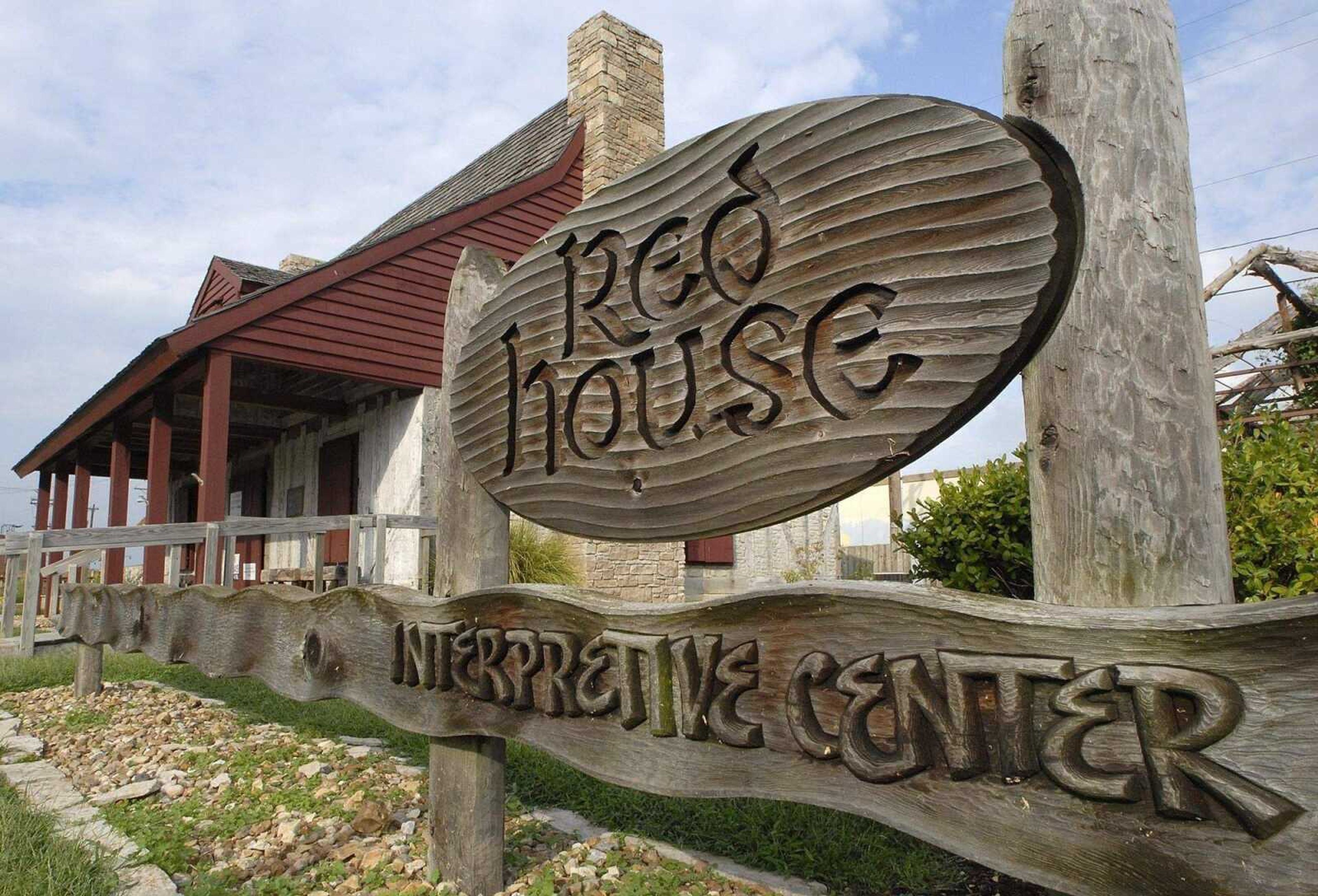 FRED LYNCH ~ flynch@semissourian.com<br>Tim Roth made the wooden sign outside the Red House Interpretive Center in downtown Cape Girardeau.