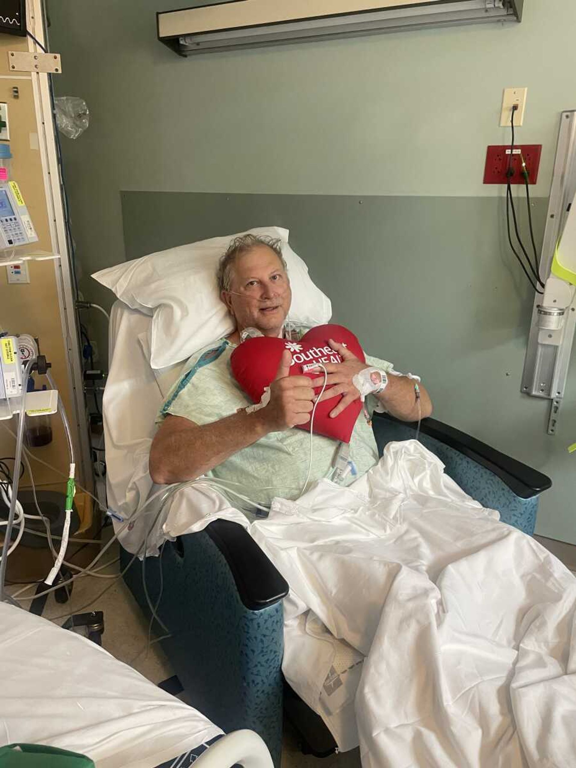 Ray in the hospital three days after being rushed to the emergency room. The first day he was able to get up and move around.