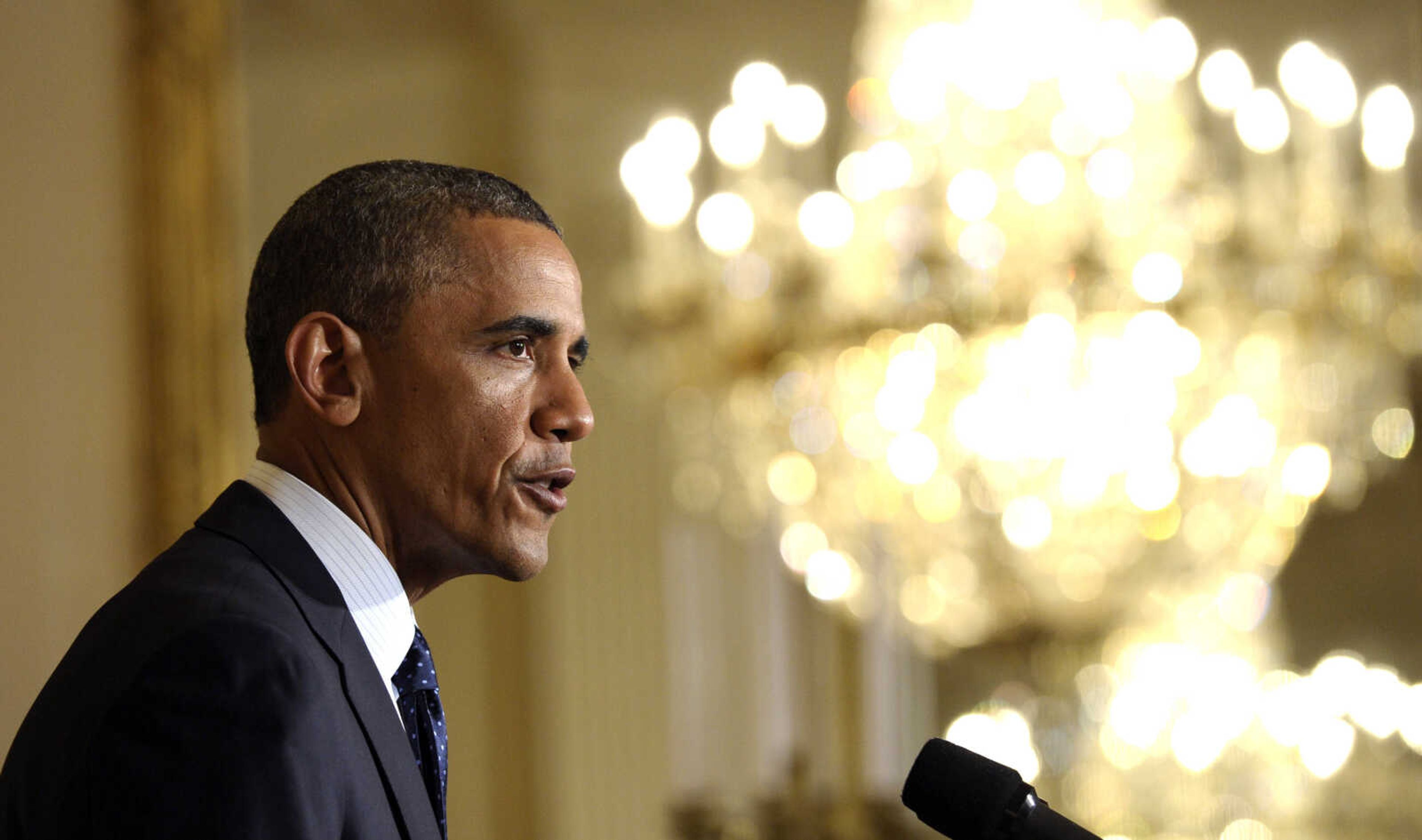 President Barack Obama speaks on the Internal Revenue Service's targeting of conservative groups for extra tax scrutiny in the East Room of the White House in Washington, Wednesday May 15, 2013. Obama announced the resignation of Acting IRS Commissioner Steven Miller, the top official at the IRS. (AP Photo/Susan Walsh)