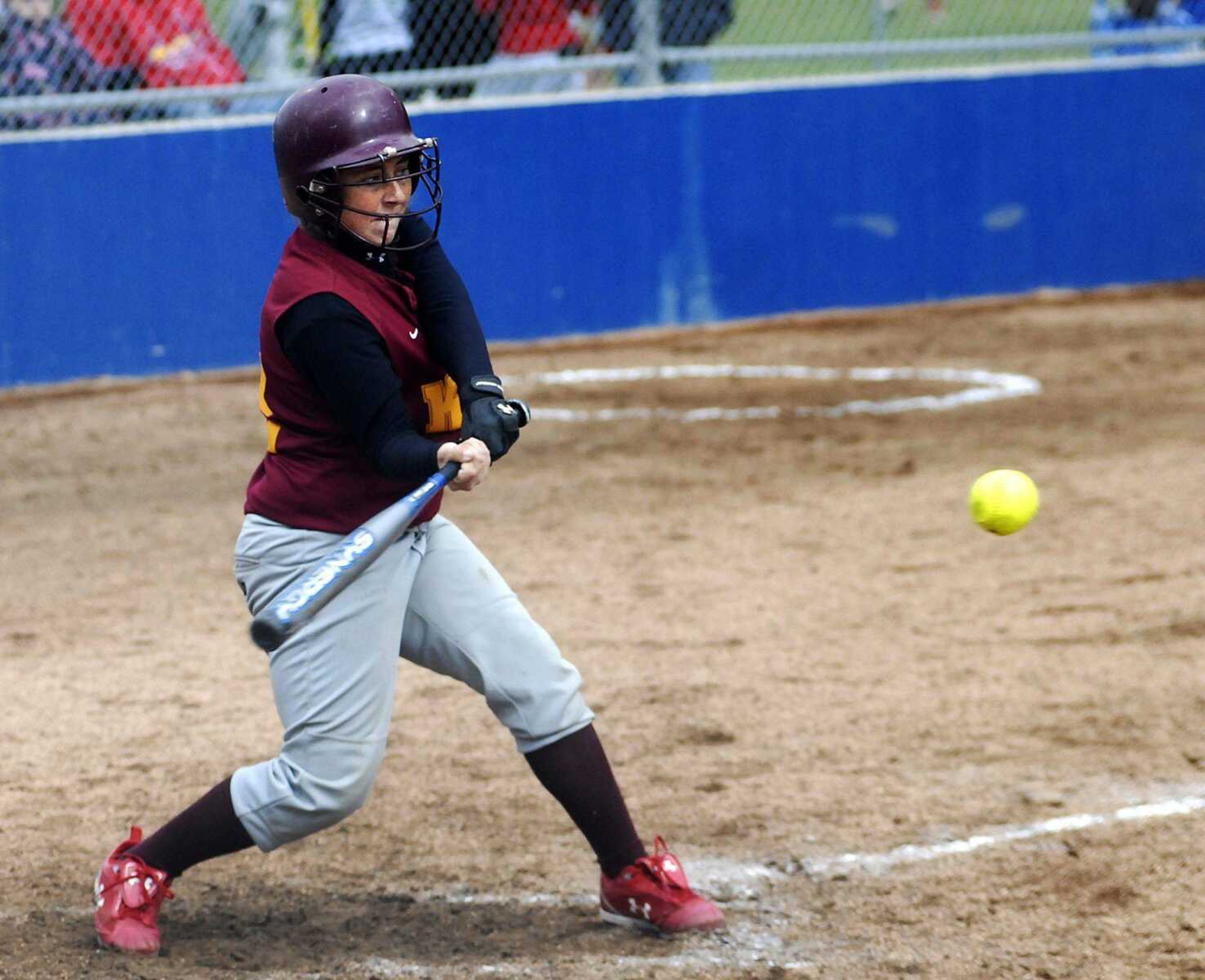 Kelly catcher Brittany Brantley swings at a pitch during the fourth inning of Kelly's Class 2 semifinal game against Marion C. Early in St. Joseph.