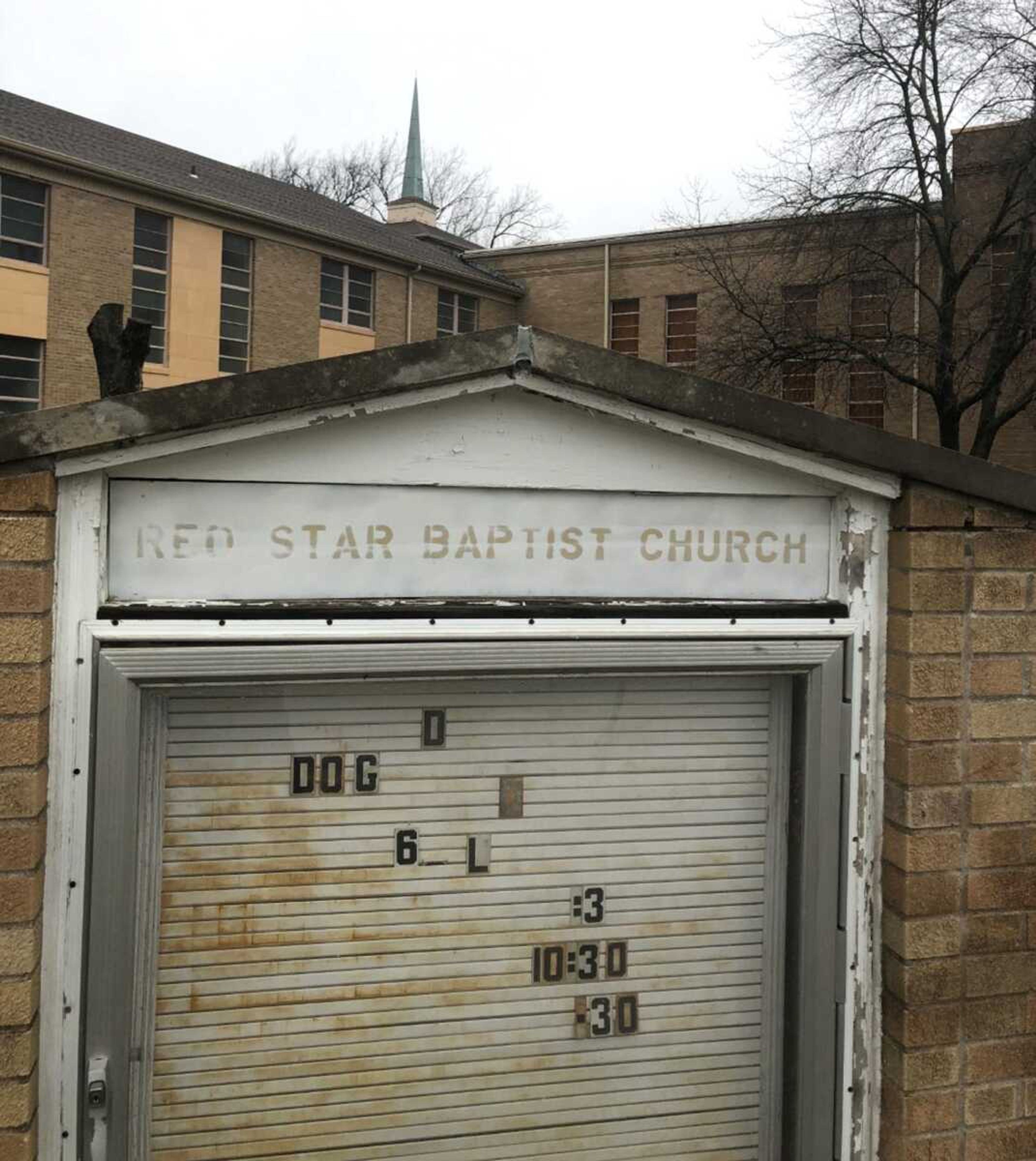 The former Red Star Baptist Church building, which now houses The Church of the Rescued and Redeemed, is for sale, along with the church's activity building.