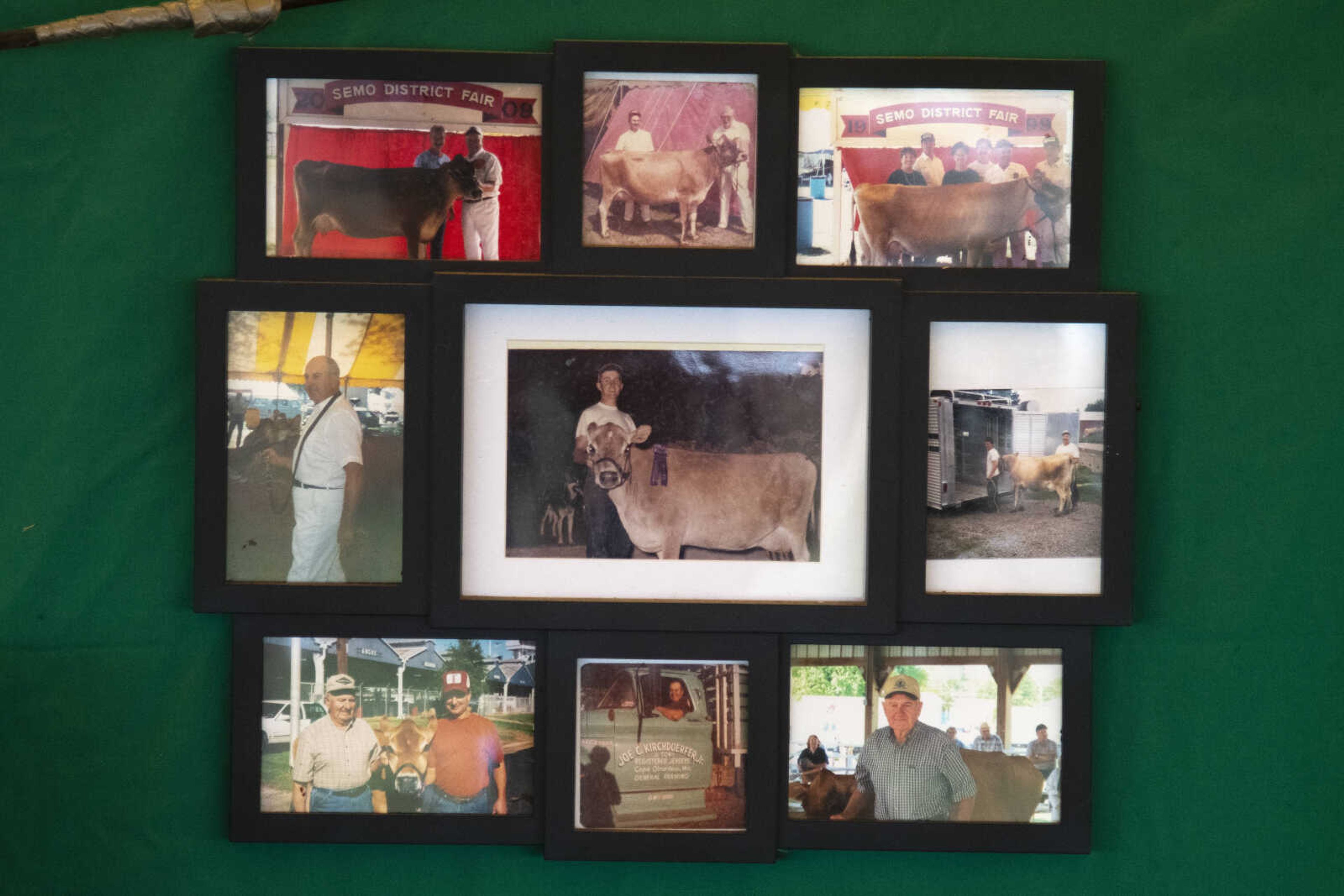 Images of Joe Kirchdoerfer through the years are seen on display during the 2019 SEMO District Fair on Monday, Sept. 9, 2019, at Arena Park in Cape Girardeau.