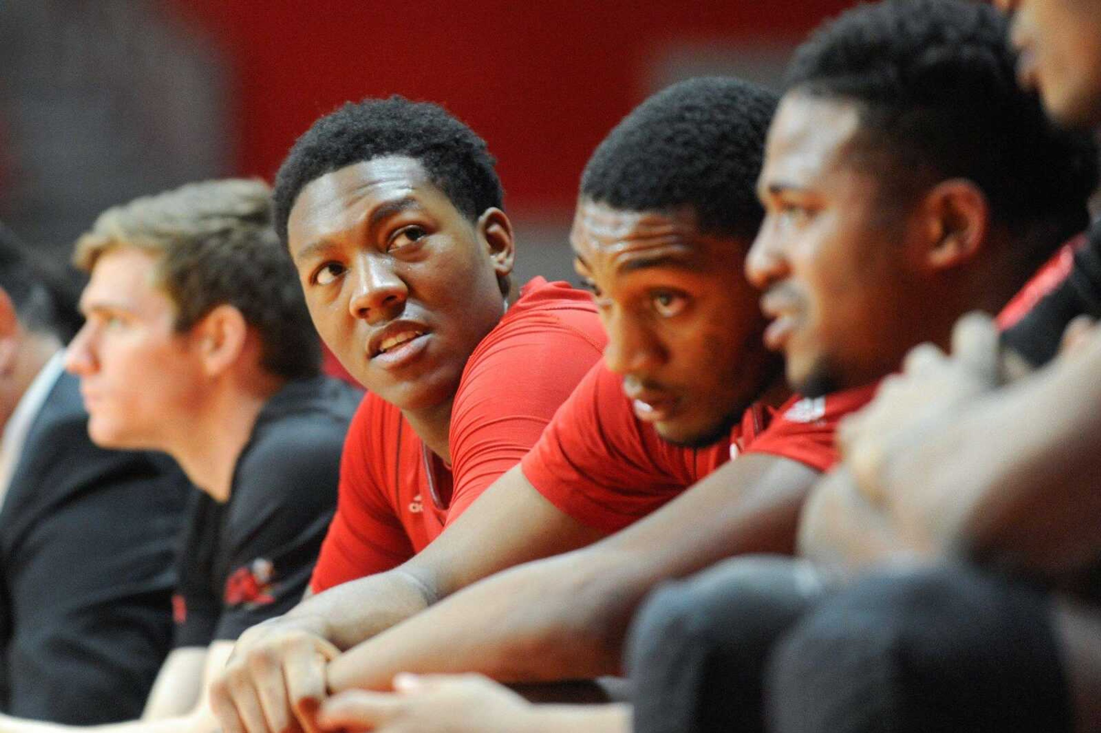 Jacksonville State's Andre Statam looks to the crowd in the first half Wednesday, Jan. 13, 2016 at the Show Me Center. (Glenn Landberg)