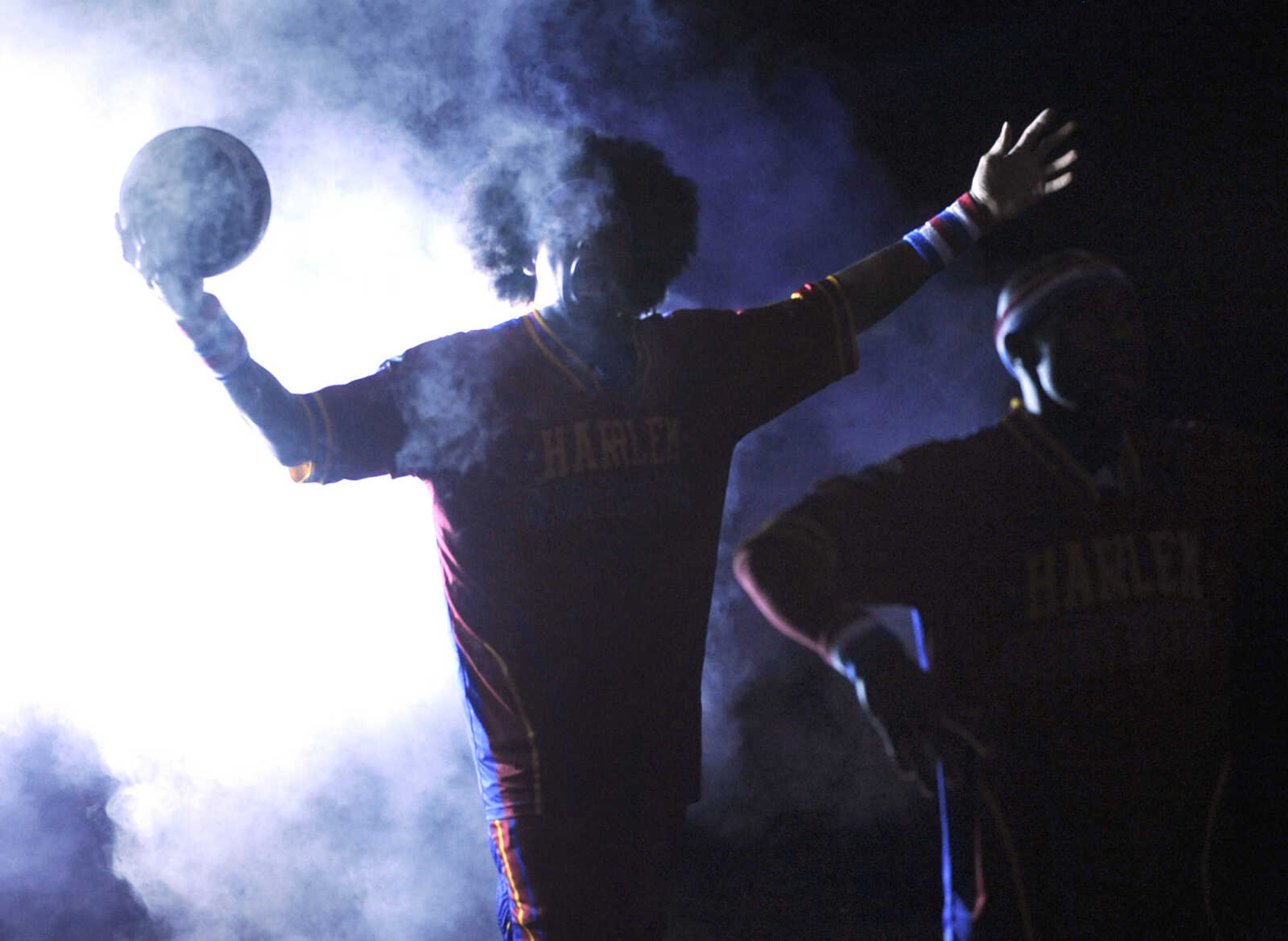 FRED LYNCH ~ flynch@semissourian.com
The Harlem Globetrotters enter the arena for the basketball game against the World All-Stars on Thursday, Jan. 5, 2017 at the Show Me Center.