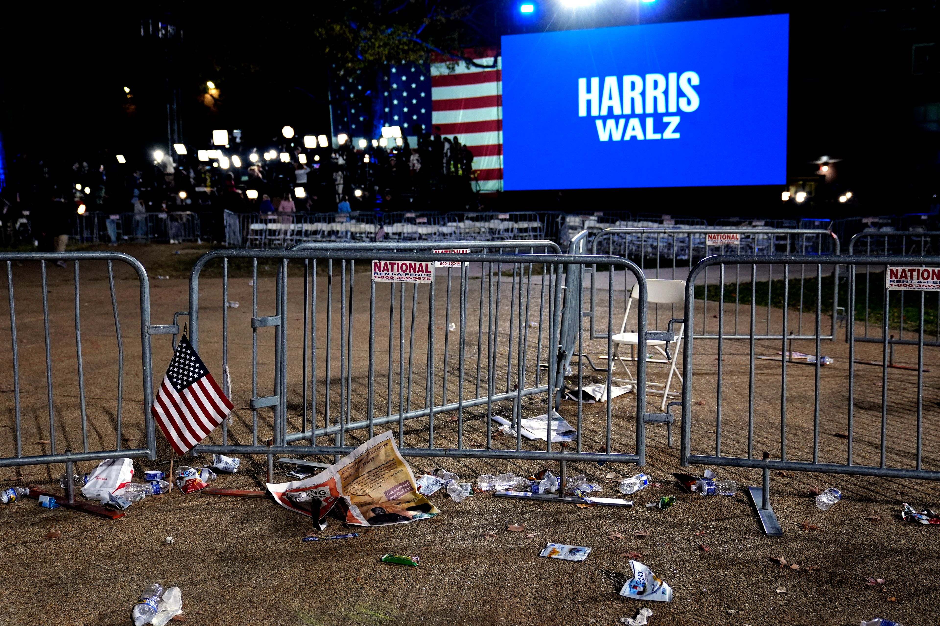 The campus of Howard University is pictured after the conclusion of an election night campaign watch party for Democratic presidential nominee Vice President Kamala Harris, Wednesday, Nov. 6, 2024, in Washington. (AP Photo/Susan Walsh)