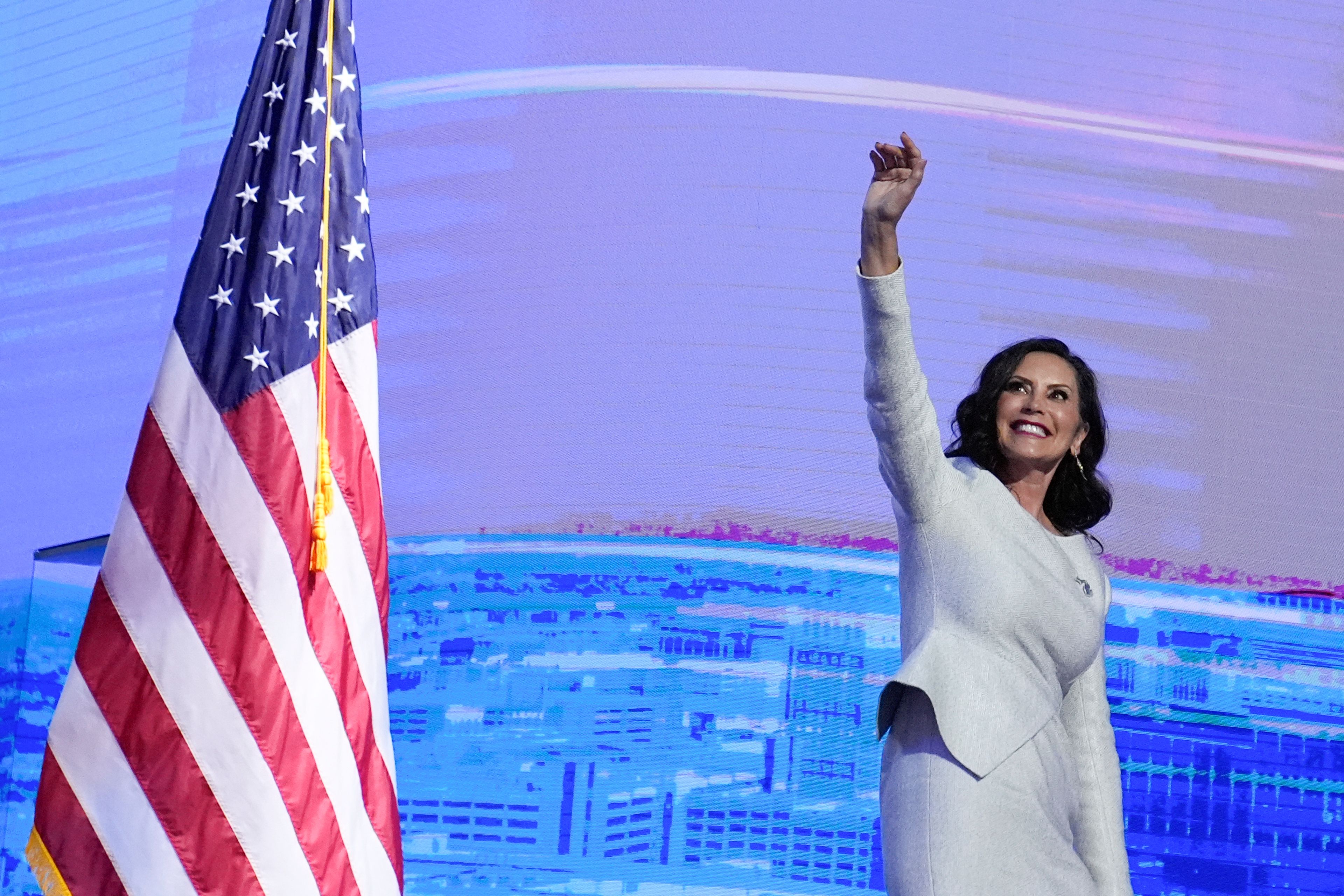 Michigan Gov. Gretchen Whitmer speaks during the Democratic National Convention Thursday, Aug. 22, 2024, in Chicago. (AP Photo/Brynn Anderson)