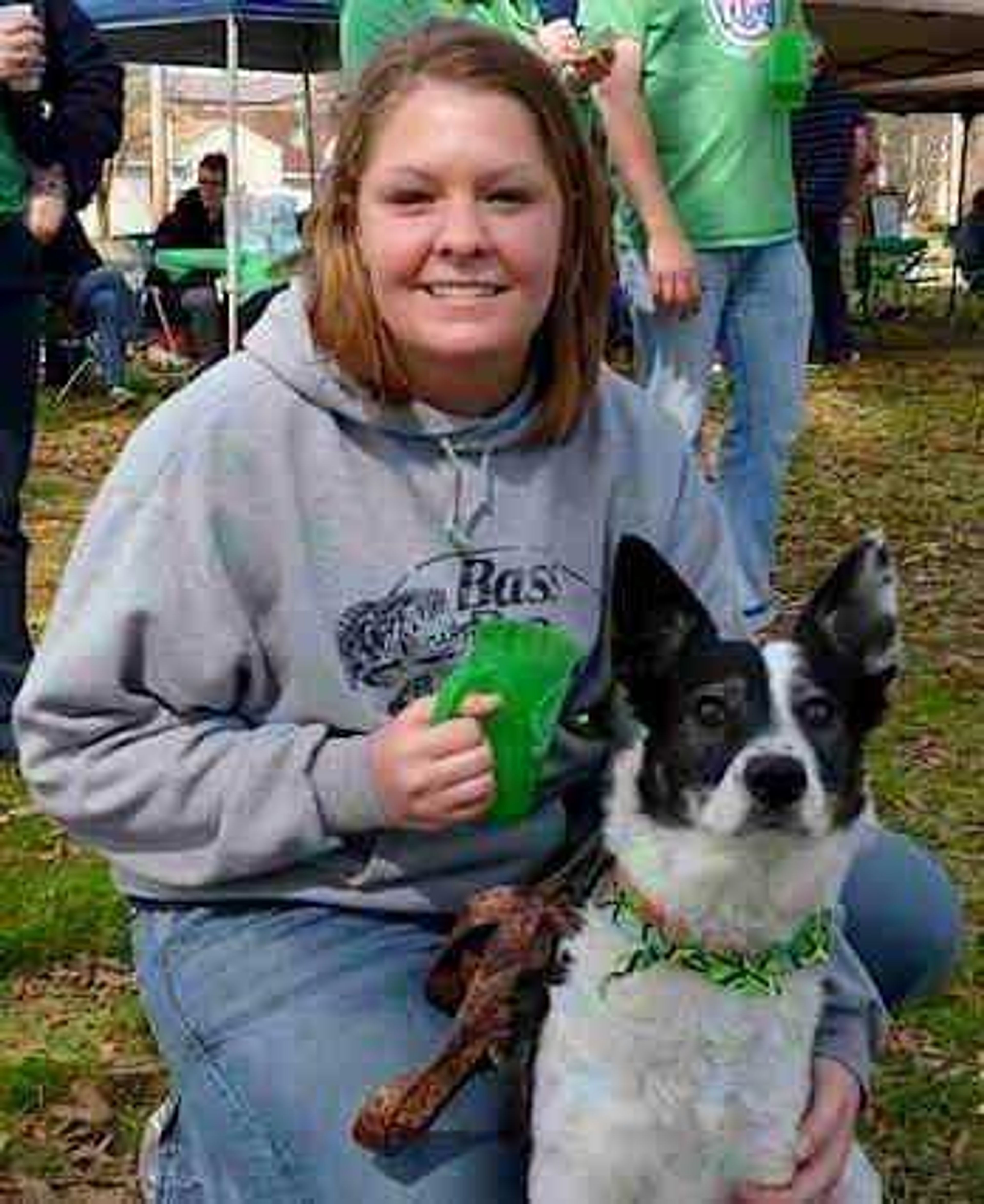 Kristin Rhodes and Dixie enjoying the St. Patrick's Day Celebration in Downtown Sikeston