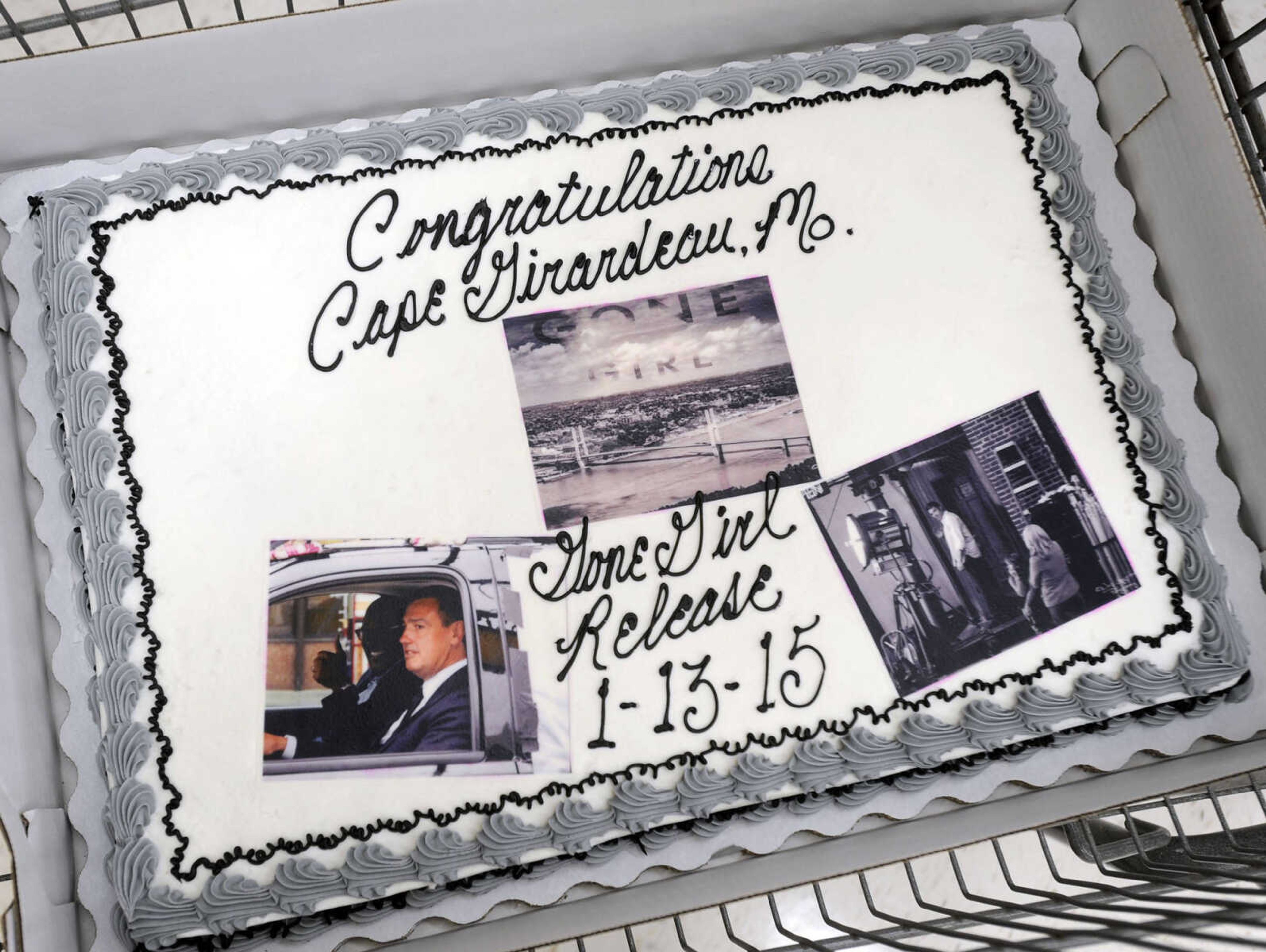 A specially-decorated cake at the "Gone Girl" DVD release party Monday, Jan. 12, 2015 at Walmart in Cape Girardeau.