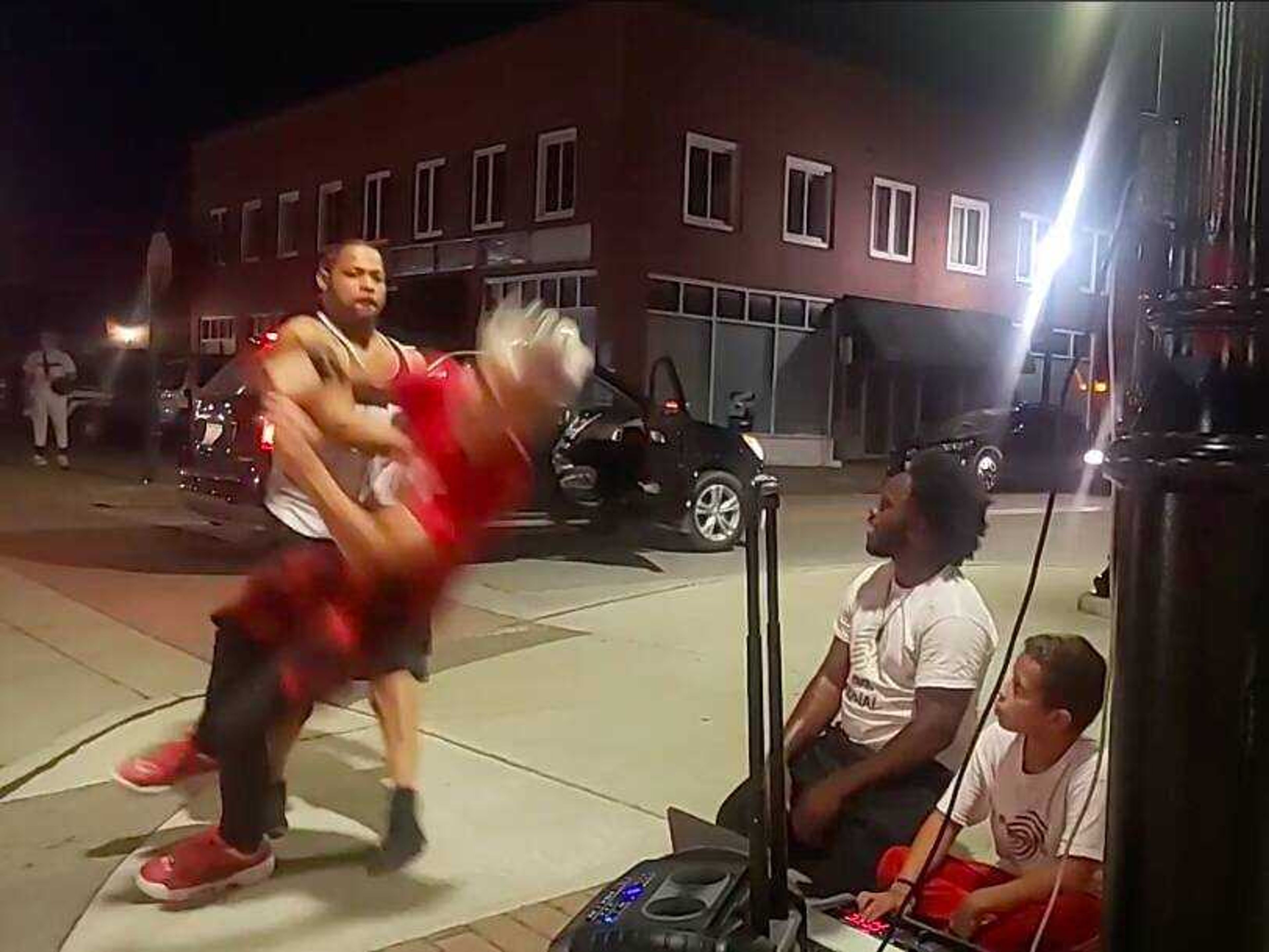 This image taken from video shows an attack on a 12-year-old boy in downtown Cape Girardeau late Friday night.