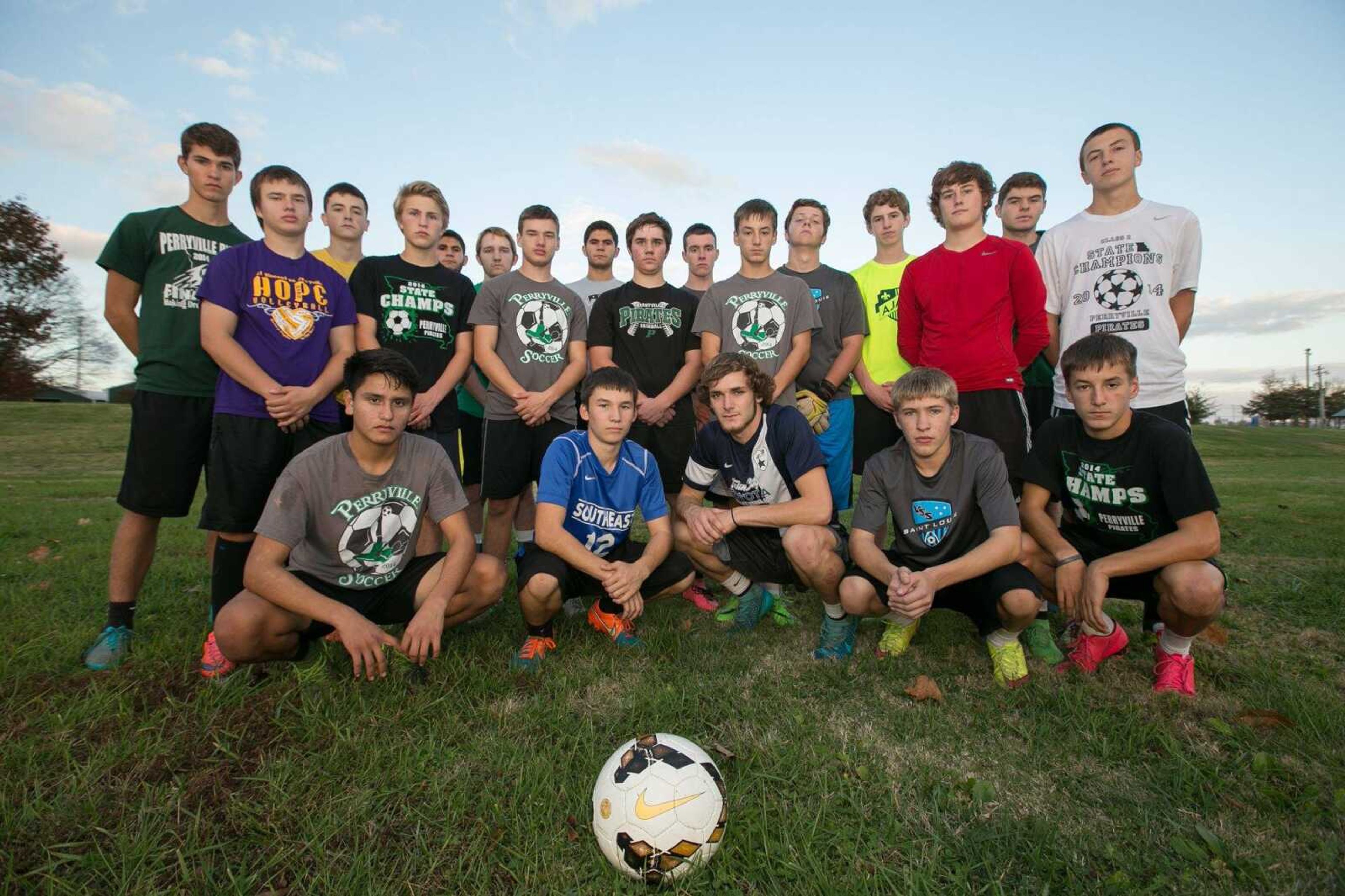 Perryville High School soccer players pose for a photo Wednesday, Nov. 4, 2014 in Perryville. (Glenn Landberg)