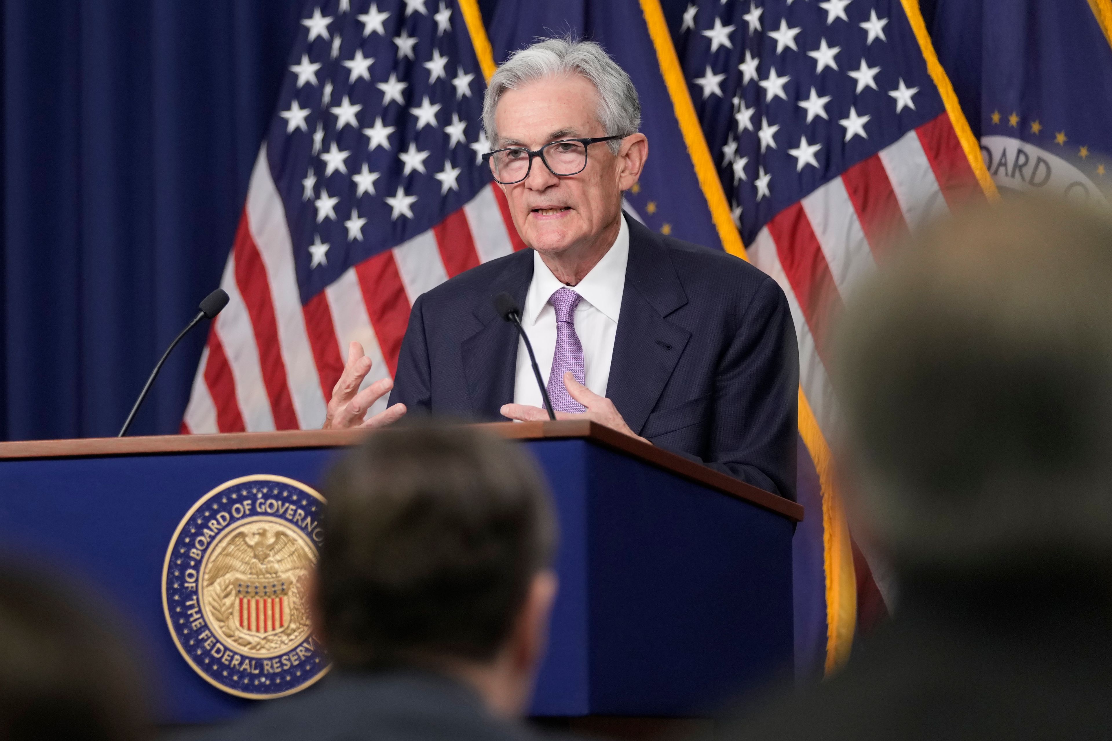 Federal Reserve Board Chairman Jerome Powell speaks during a news conference at the Federal Reserve in Washington, Wednesday, Sept. 18, 2024. (AP Photo/Ben Curtis)