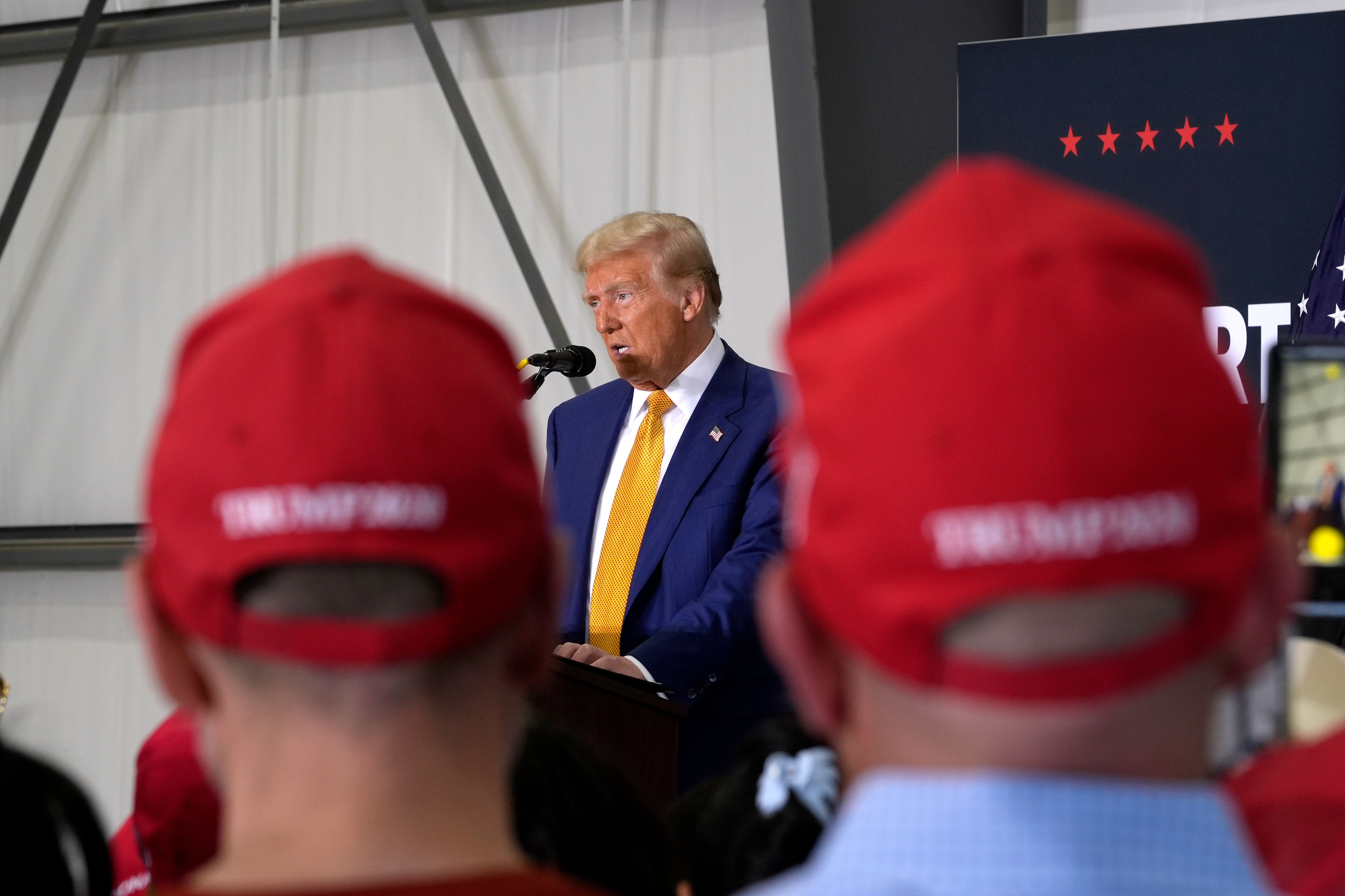 Republican presidential nominee former President Donald Trump speaks during a news conference at Austin-Bergstrom International Airport, Friday, Oct. 25, 2024, in Austin, Texas. (AP Photo/Alex Brandon)