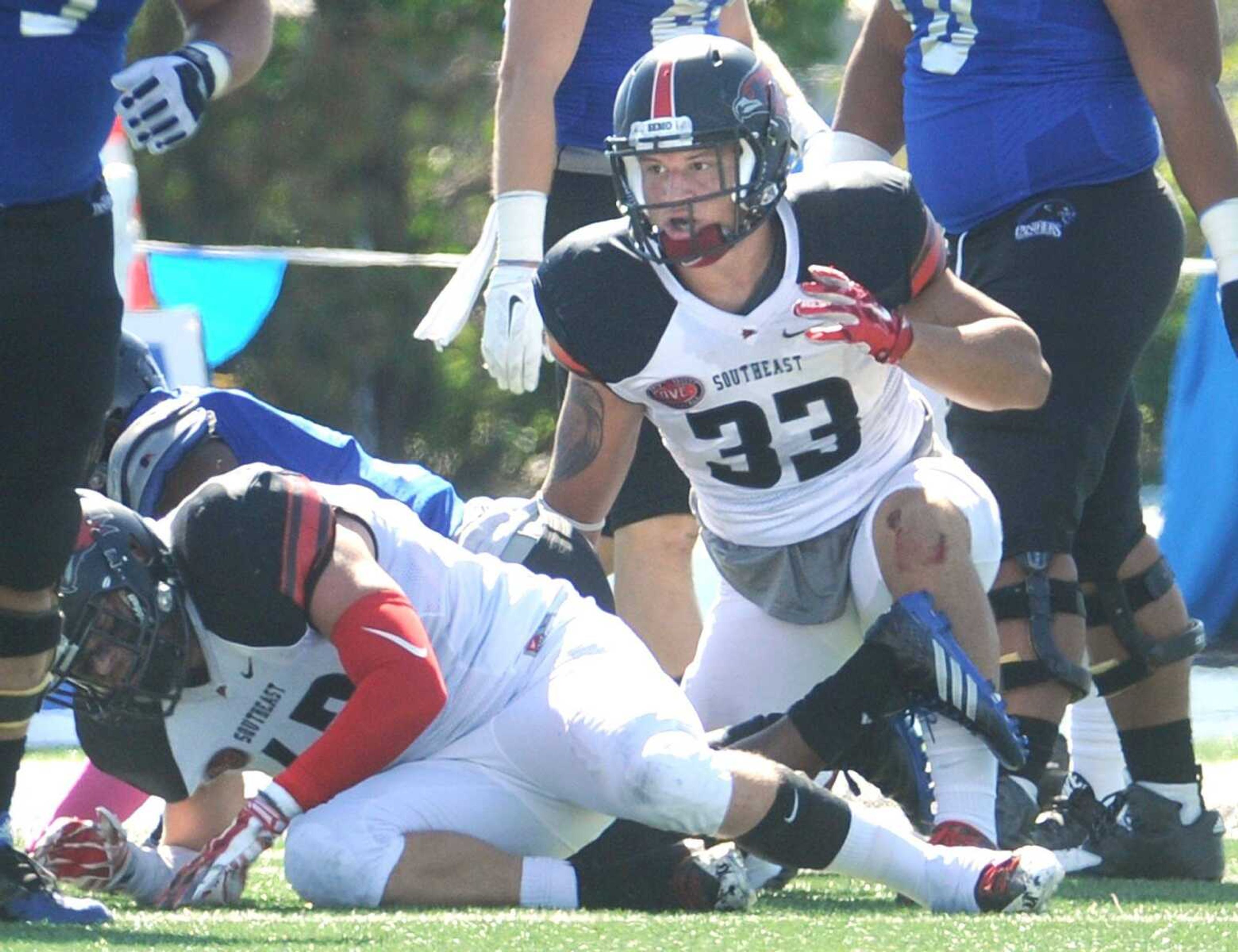 Southeast Missouri State true freshman Stephon Williams (33) made his career start against Eastern Illinois Saturday, Oct. 10, 2015 in Charleston, Illinois. (Fred Lynch)