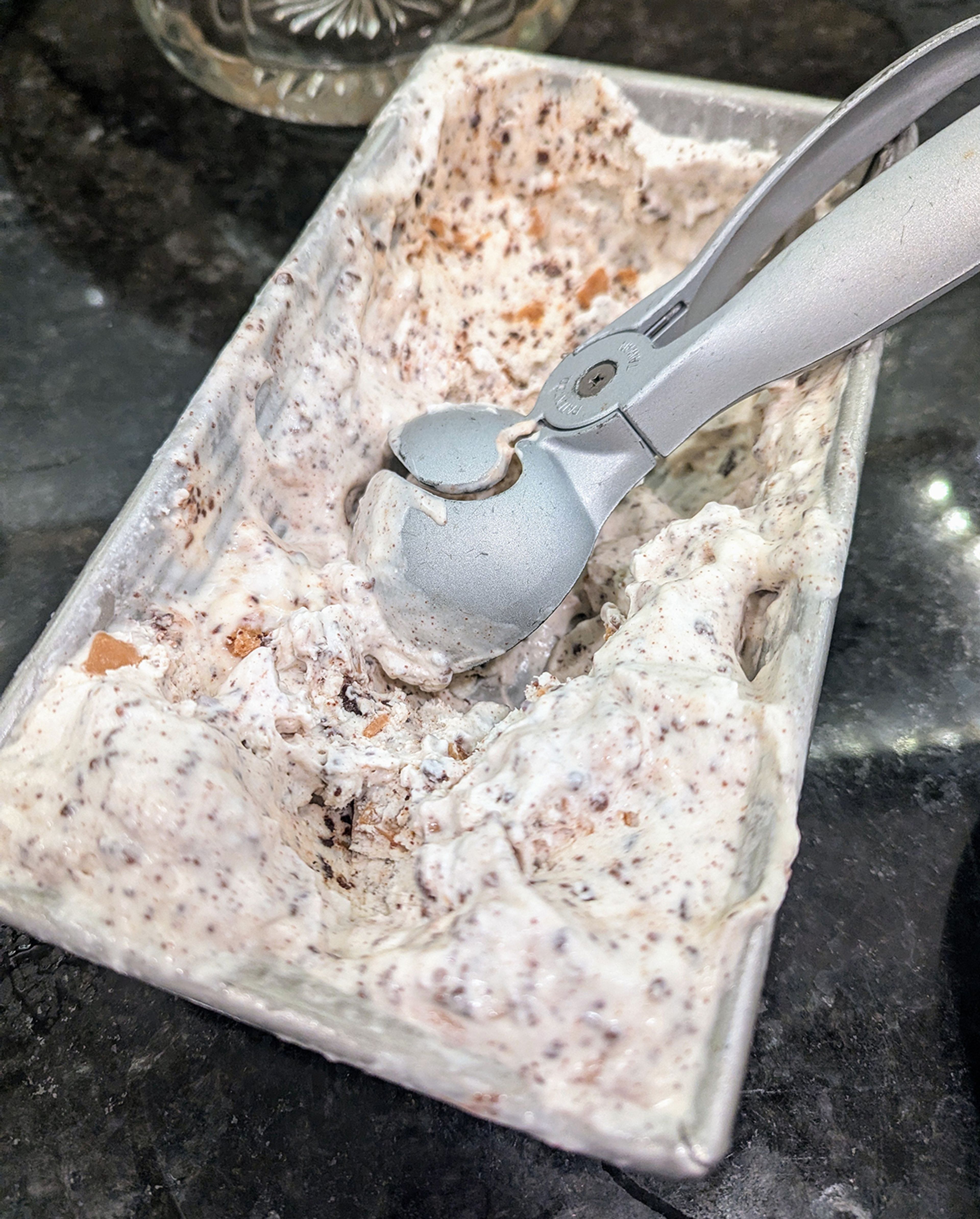 A batch of triple chocolate chip ice cream straight from the refrigerator's freezer compartment is so easy to make that no churning in an ice cream maker is necessary.