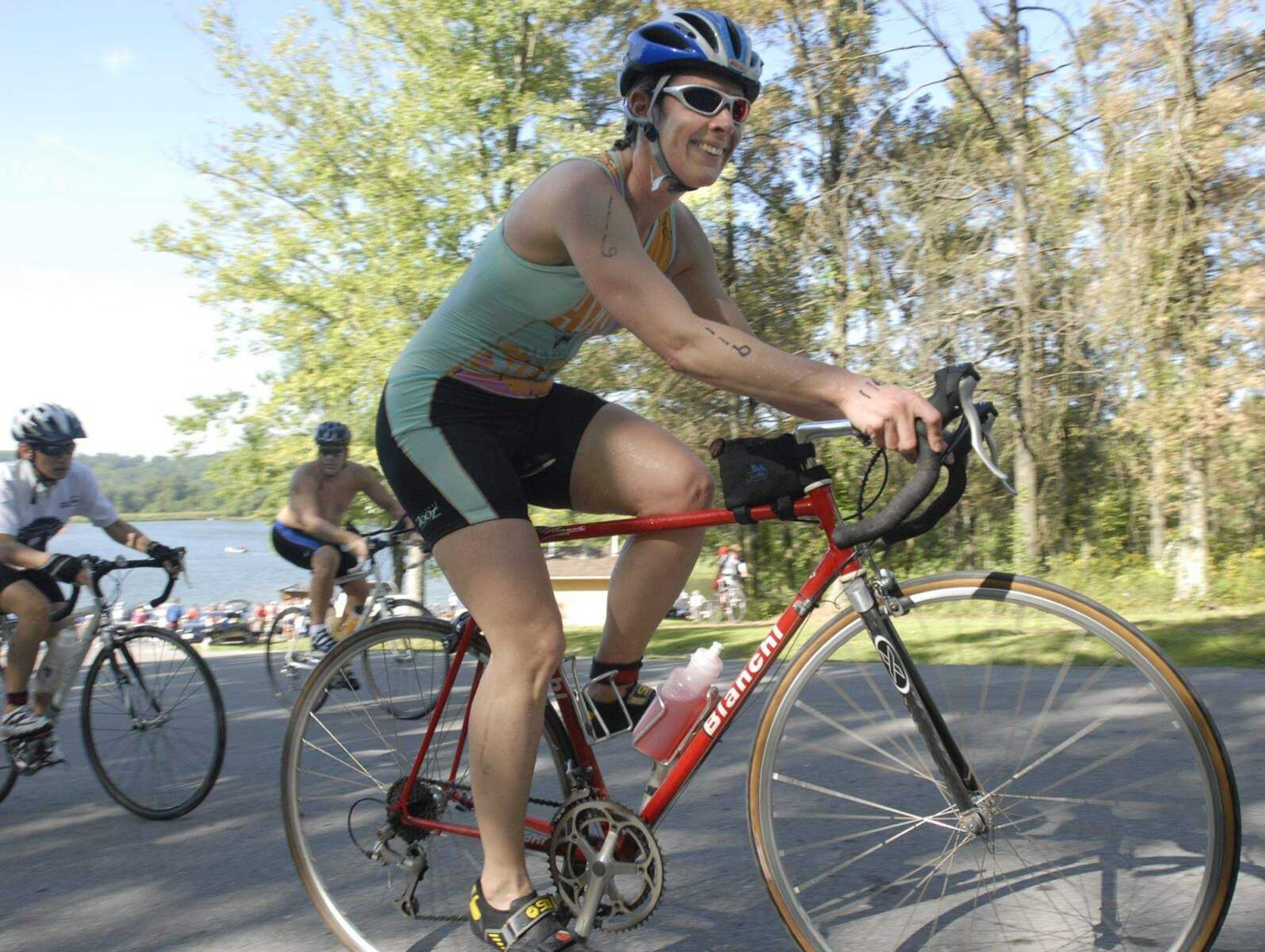 FRED LYNCH ~ flynch@semissourian.com
Heidi Fischer began the bicycle leg after swimming at Boutin Lake in the 2008 Coors Light/Trail of Tears Triathlon Saturday.