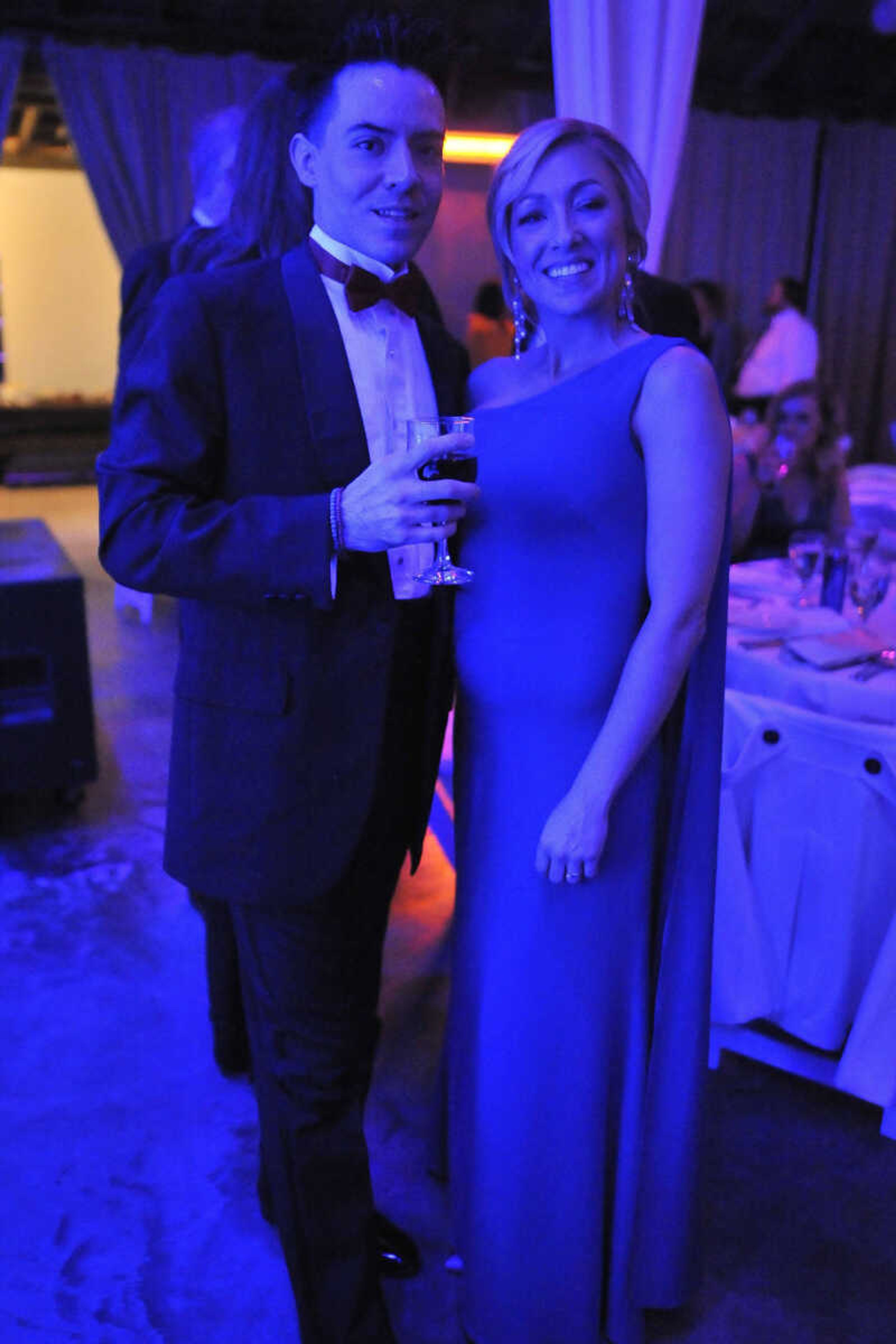 Robbie Spurlock and Christin Sharrock pose for a photo during a fundraising gala for the American Cancer Society at Rusted Route Farms Saturday, Nov. 16, 2019, in Cape Girardeau.