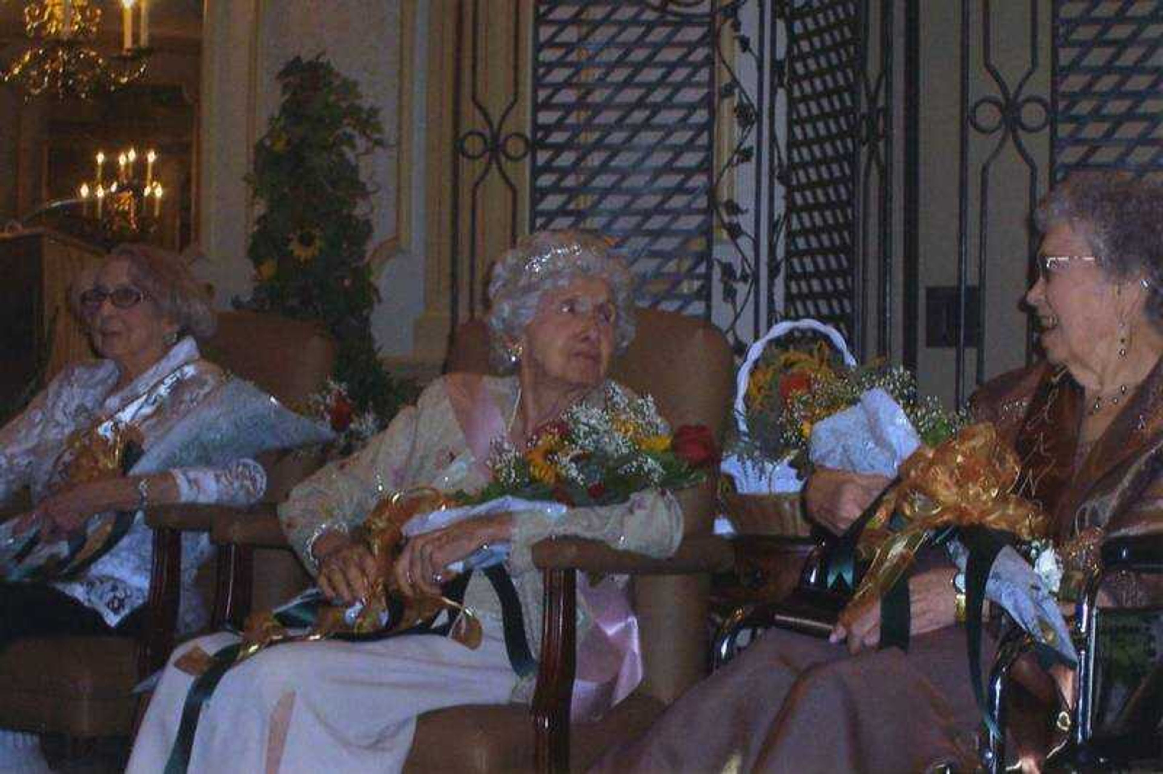 Submitted photo
Lottie Pylant, center, was crowned queen at the 2008 Missouri Health Care Association Ms. Missouri Nursing Home Pageant held recently at Drury Lodge, Cape Girardeau. Also pictured, left, were second runner-up Velma Lober of Camelot Nursing Center and, right, first runner-up Mae Neubauer of Heartland Care and Rehab in Cape Girardeau.