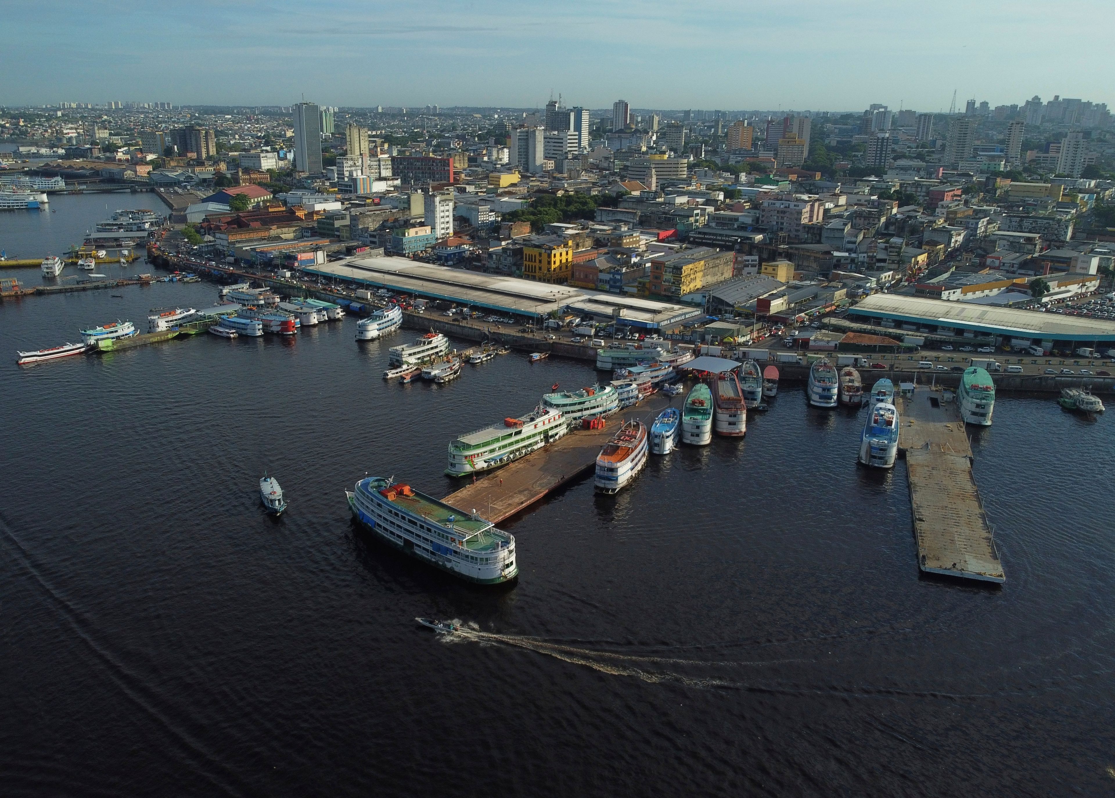 Part of the Negro River is visible in Manaus, state of Amazonas, Brazil, Wednesday, June 19, 2024. (AP Photo/Edmar Barros)