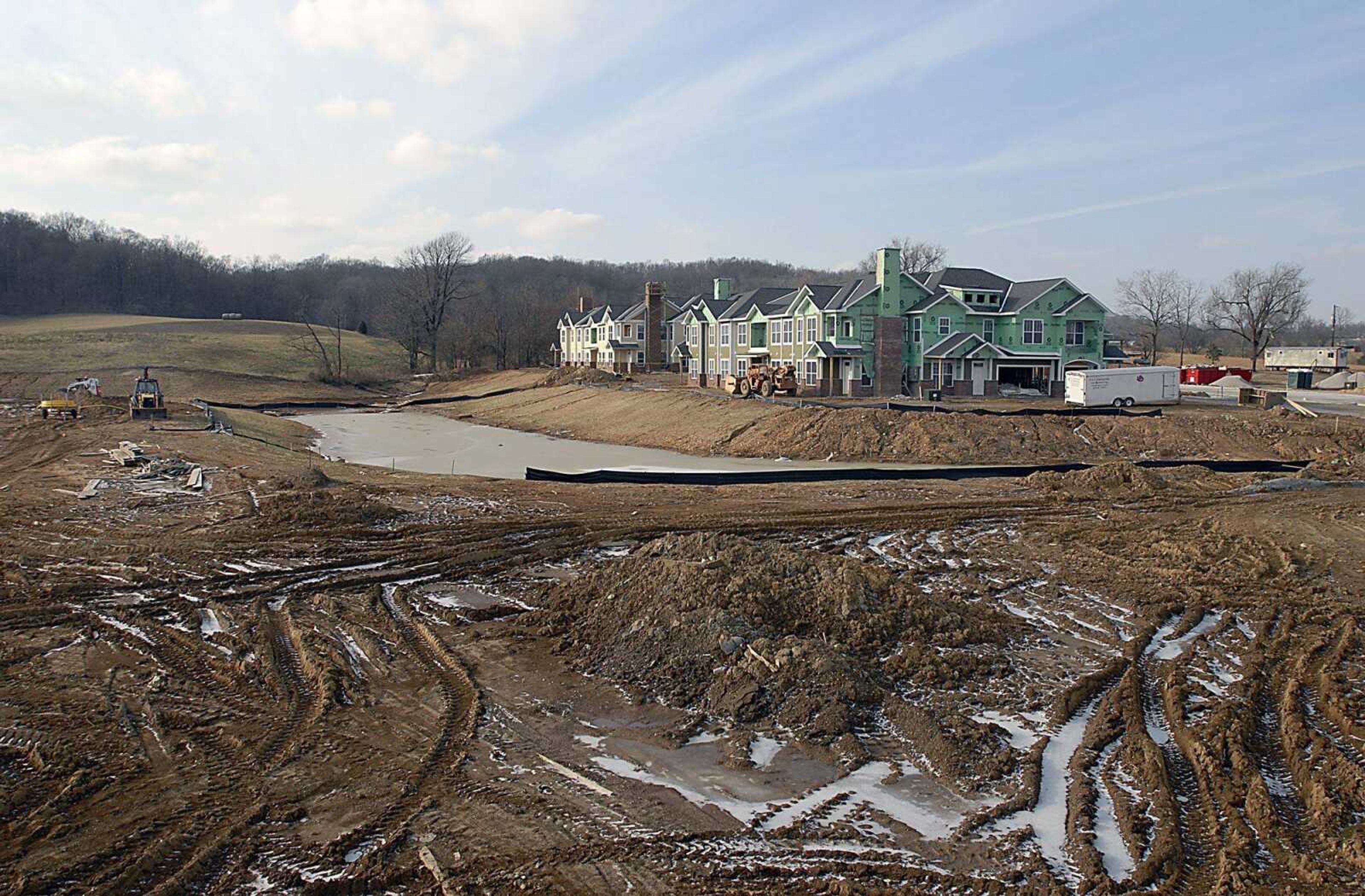 Construction continued Tuesday on the Walden Park apartment complex just north of Cape Girardeau city limits on Route W. (Kit Doyle)