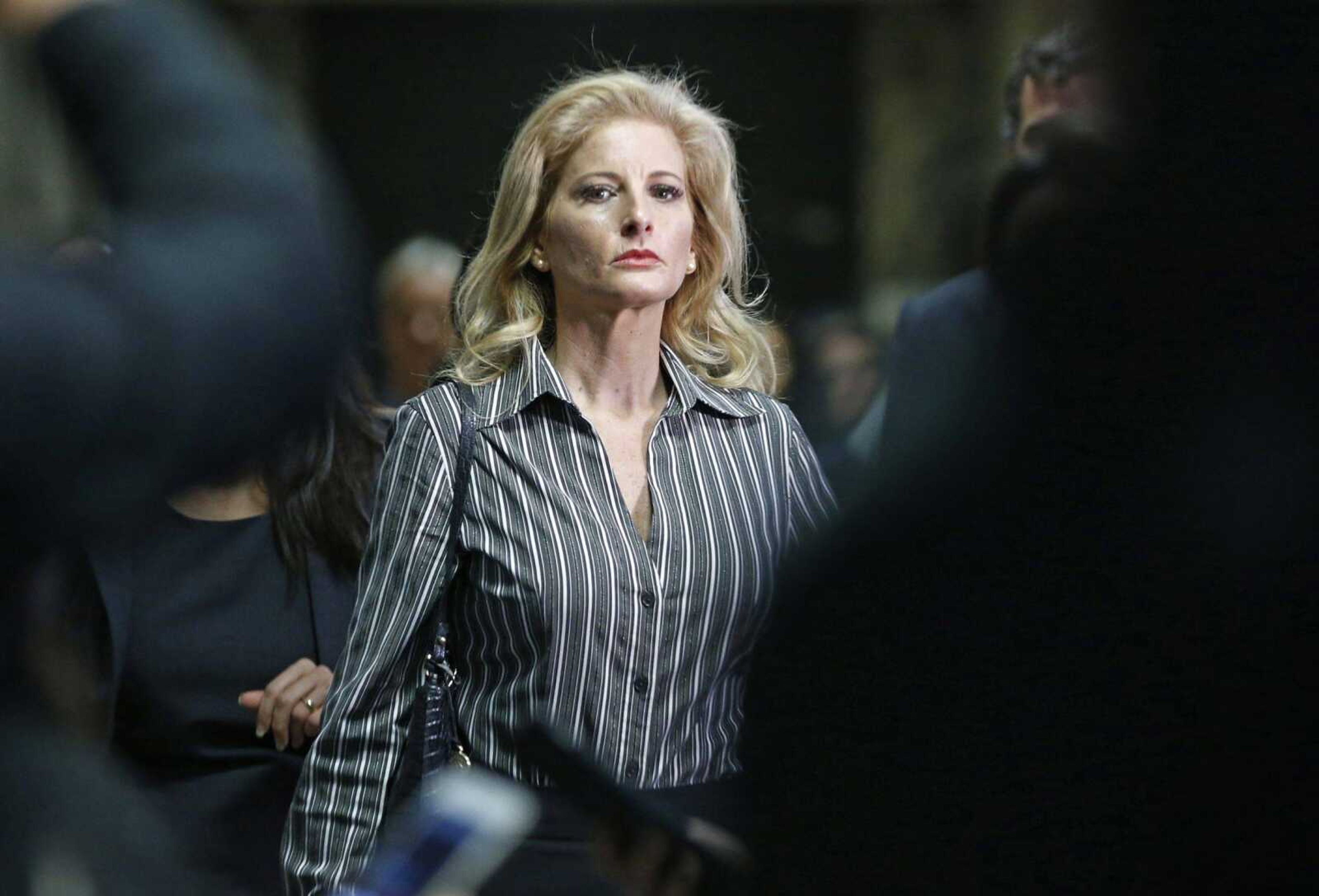 Summer Zervos leaves Manhattan Supreme Court at the conclusion of a hearing in New York.