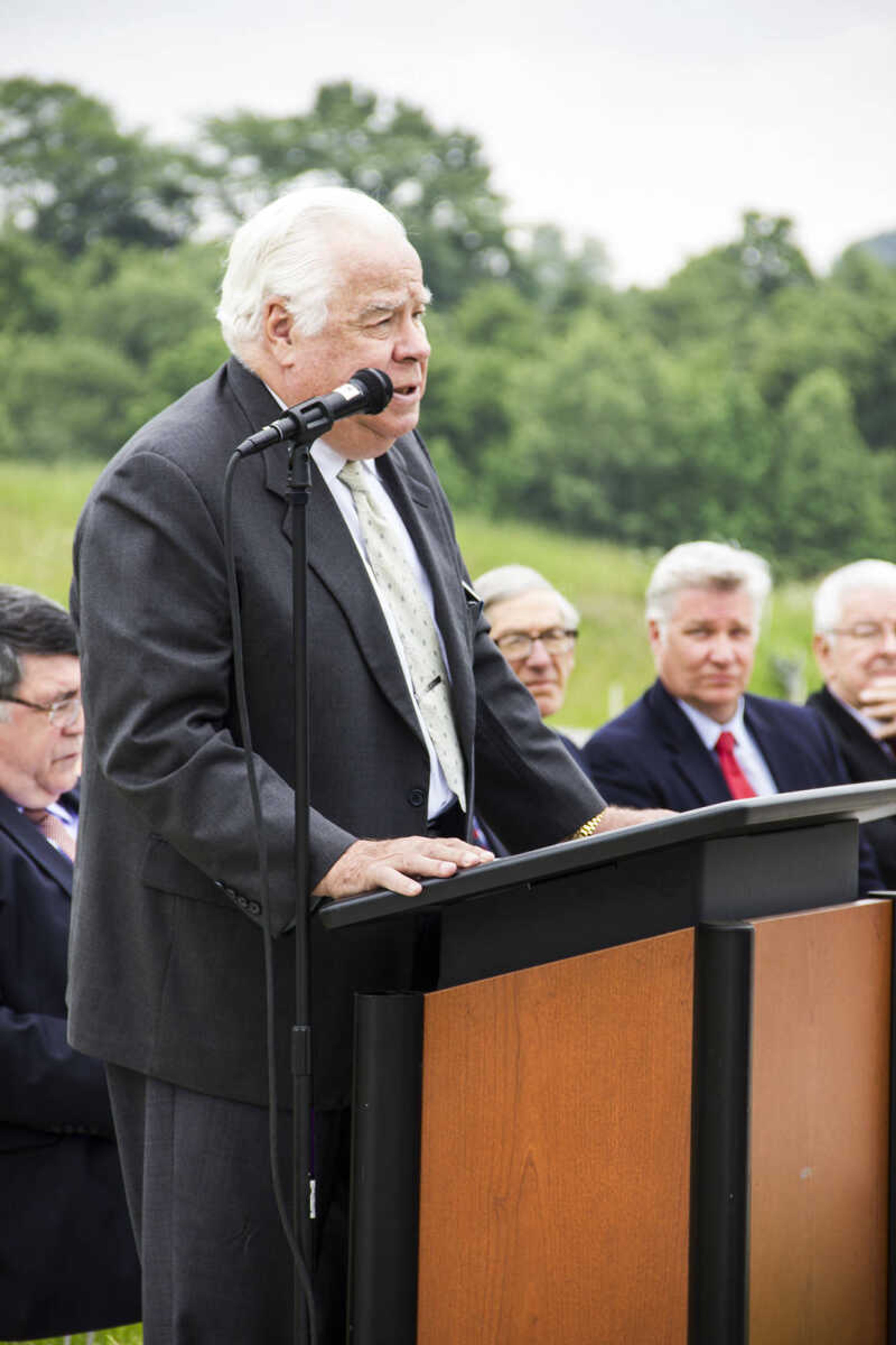 CAROL KELLISON ~ photos@semissourian.com
Harry L. Crisp II gives a thank you speech at the ground breaking ceremony for the new Pepsi Depot in Cape Girardeau, June 3, 2015.