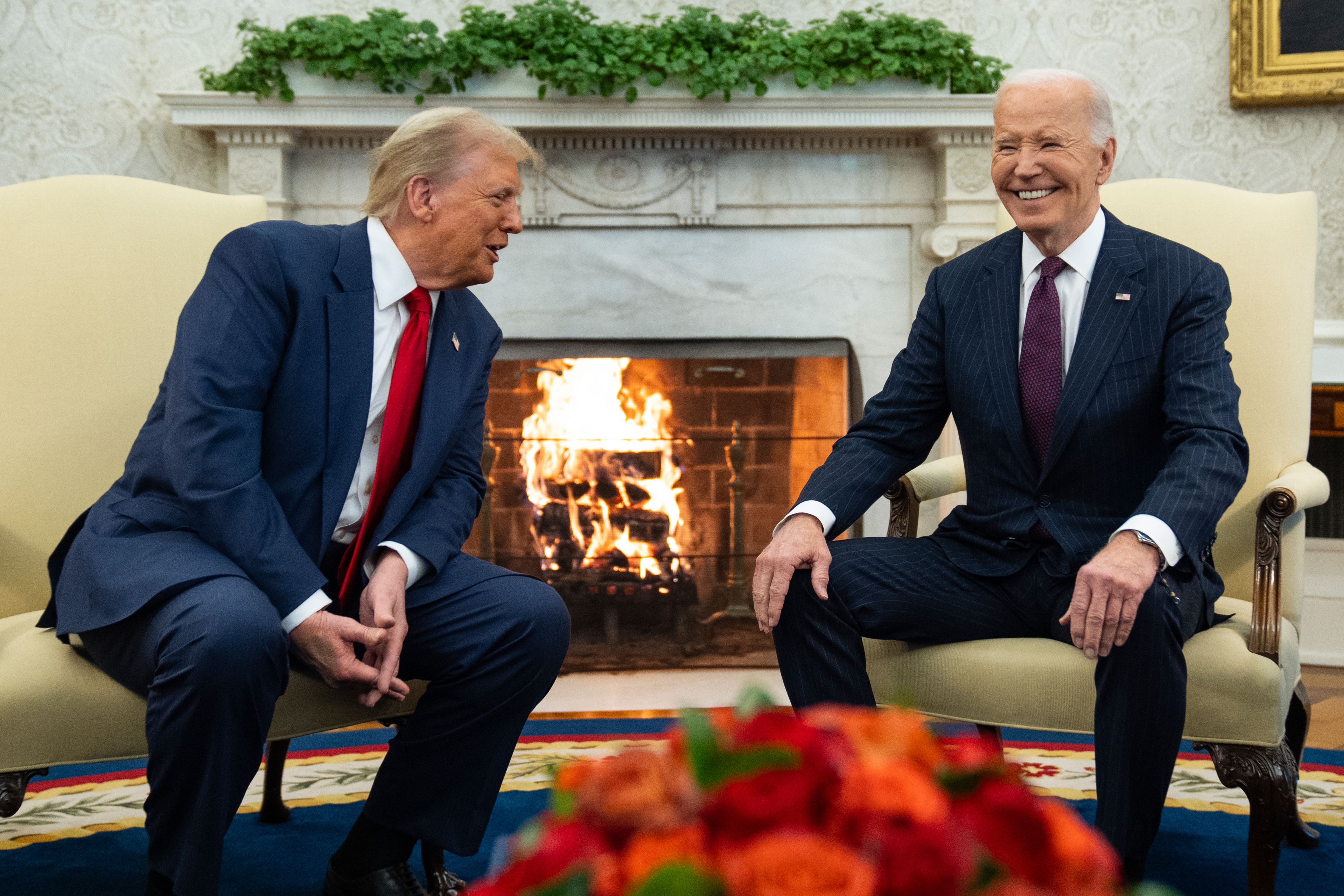 President Joe Biden meets with President-elect Donald Trump in the Oval Office of the White House, Wednesday, Nov. 13, 2024, in Washington. (AP Photo/Evan Vucci)