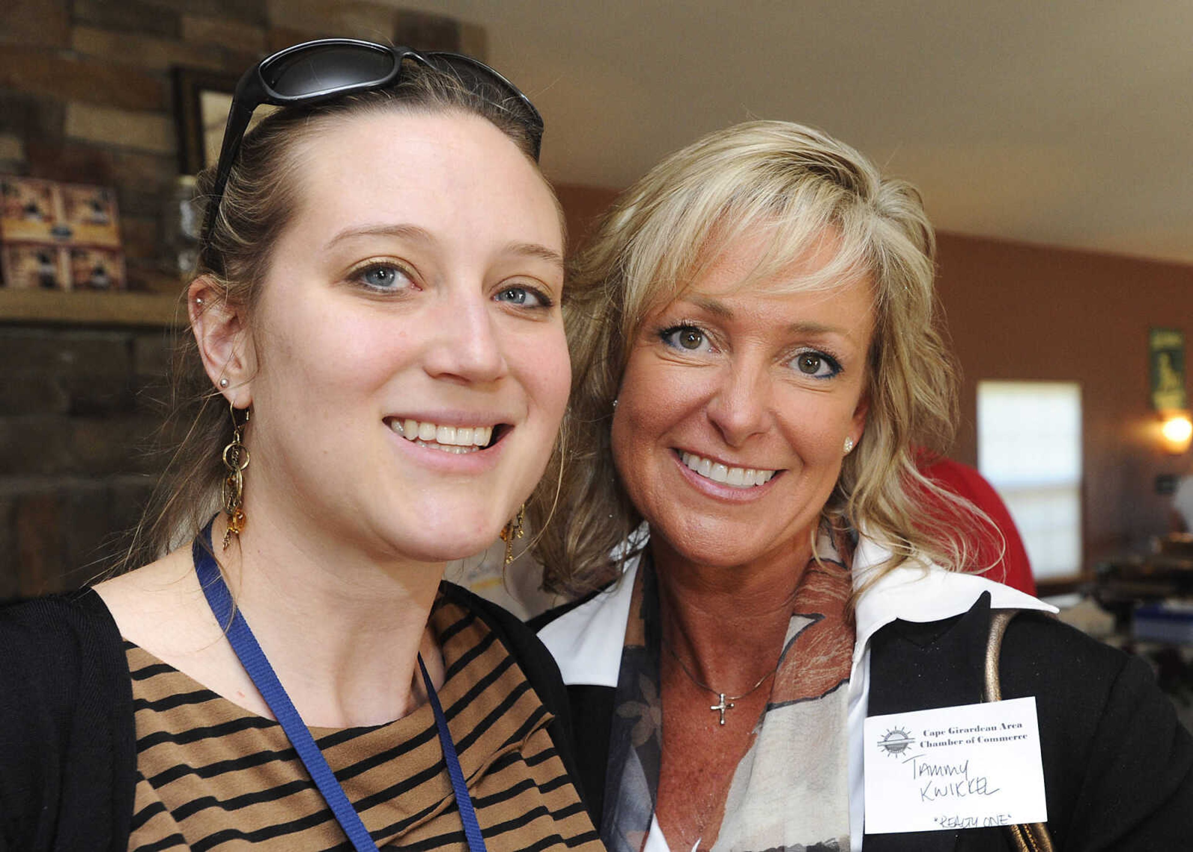 Annie Burton of the Isle Casino Cape Girardeau, left, and Tammy Kwikkel of Realty One at the Cape Girardeau Area Chamber of Commerce Business After Hours Tuesday, July 16, at the Hunter Valley Winery, 762 State Highway V, in Cape Girardeau.