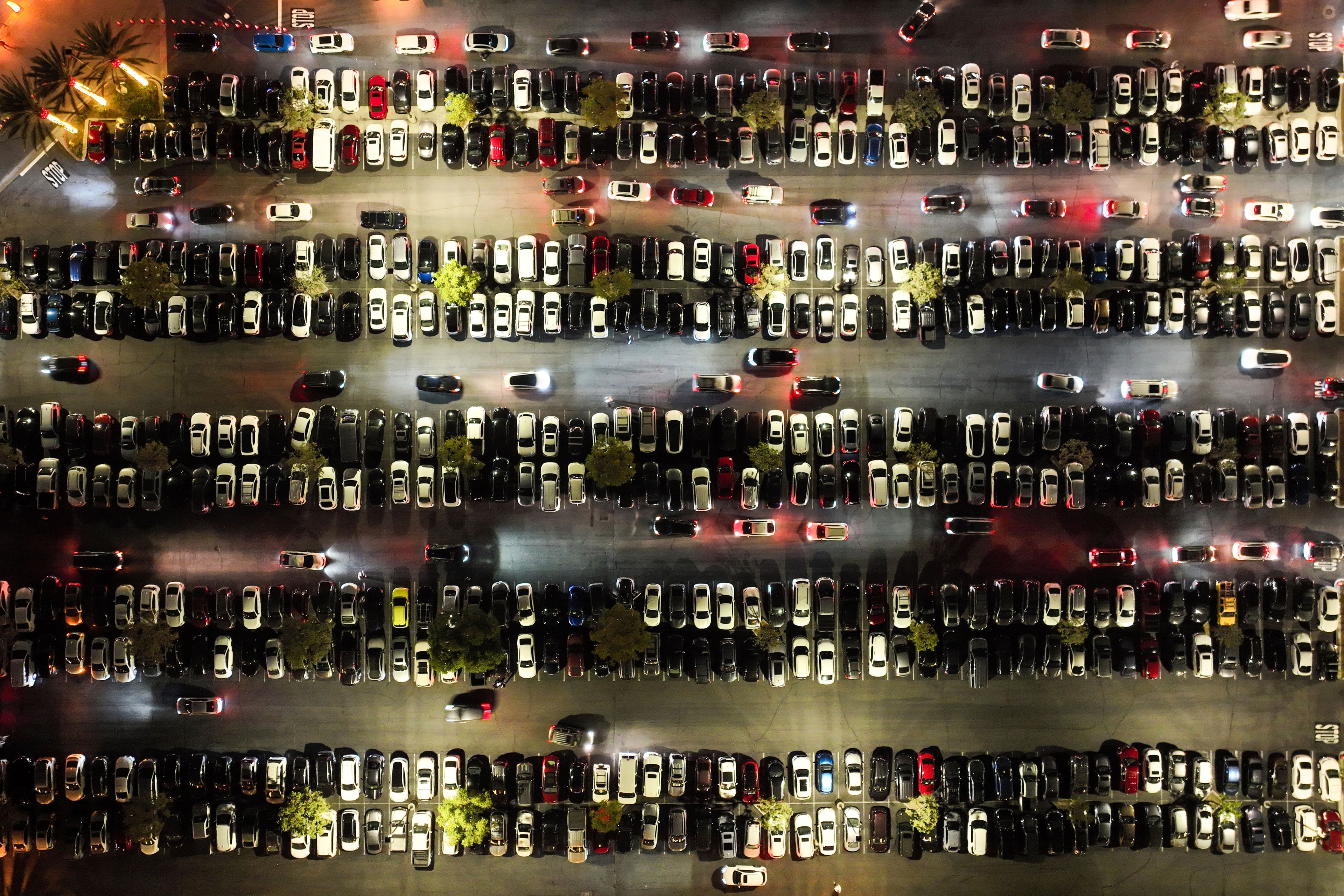 An aerial view shows a packed parking lot at Citadel Outlets in Commerce, Calif., Thursday, Nov. 28, 2024, as early Black Friday shoppers arrive at the mall. (AP Photo/Jae C. Hong)