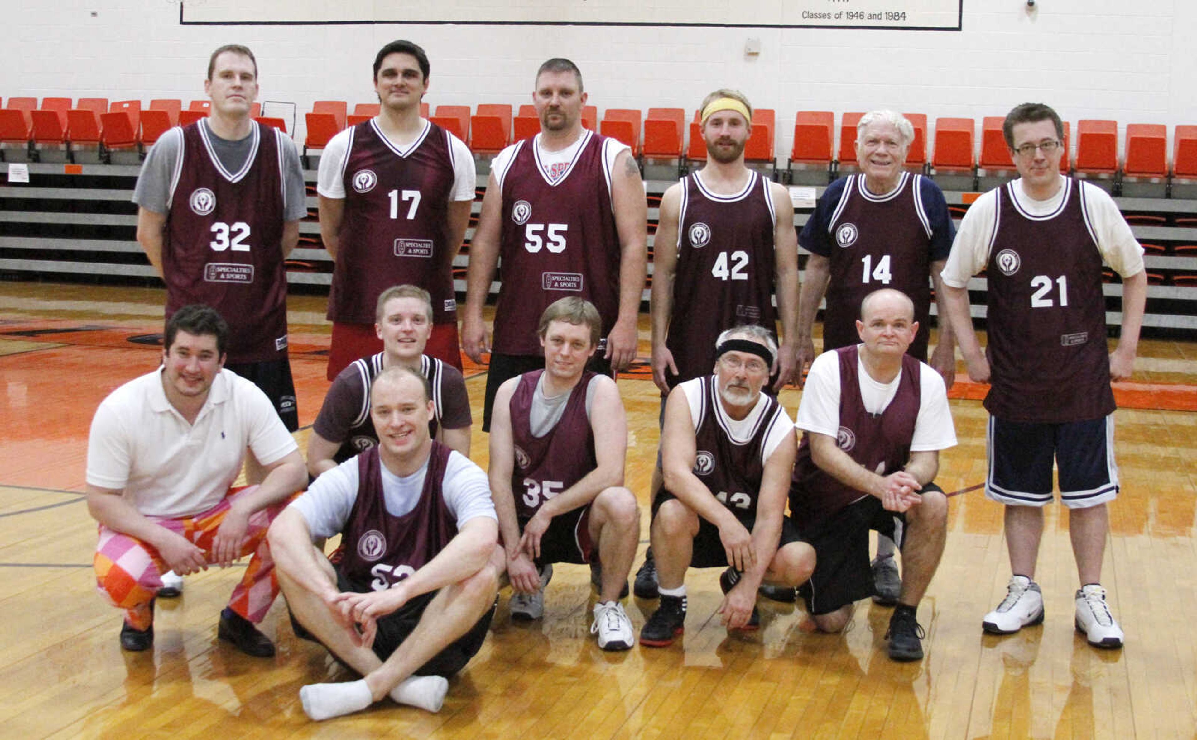 JONATHAN BRIDGES ~ photos@semissourian.com
The Lawyers pose for a photo after being defeated 84-70 by the Doctors Saturday, March 3, 3012 during the 19th annual Doctors vs. Lawyers basketball showdown at Cape Central Junior High School in Cape Girardeau.