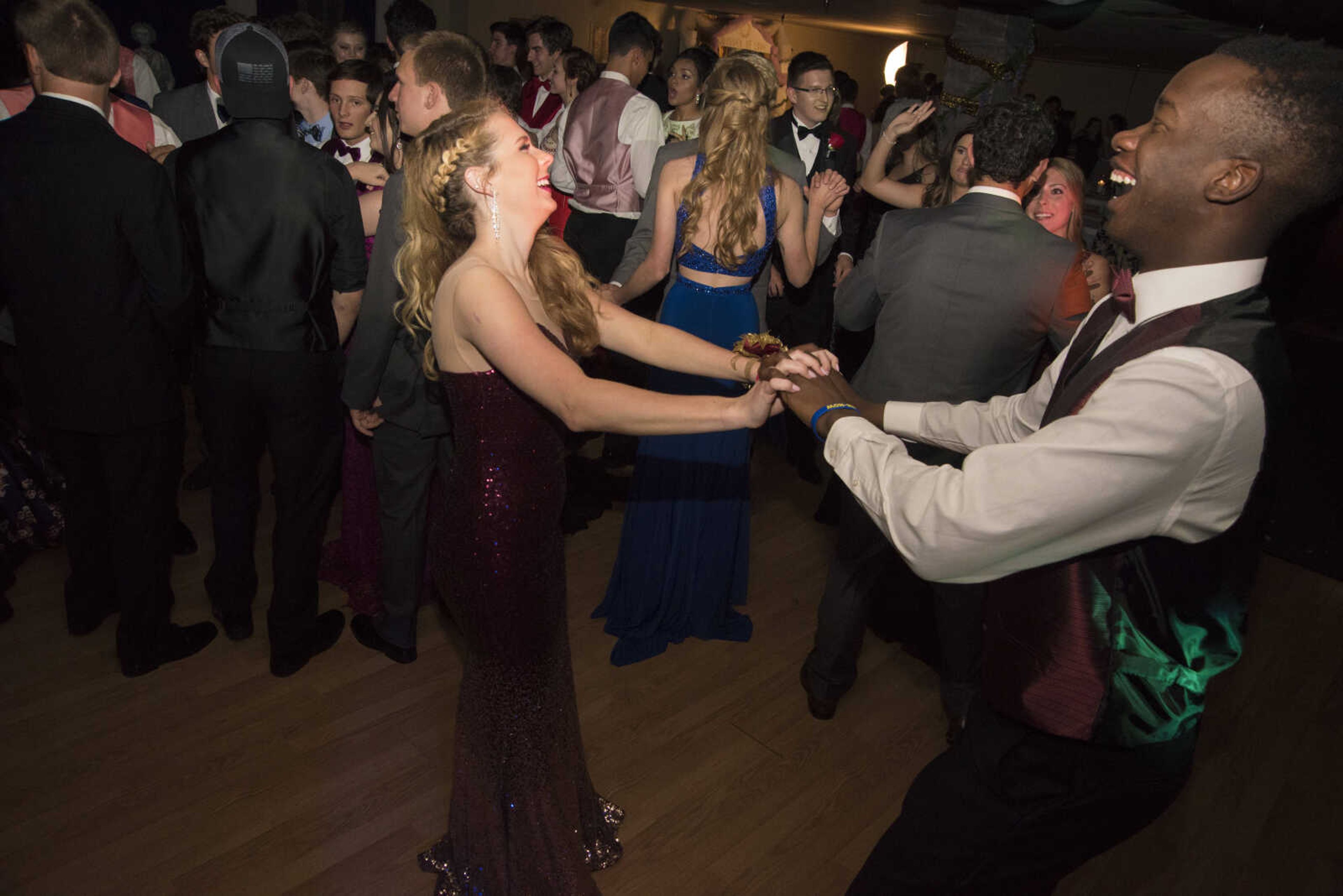 Students dance during the Saxony Lutheran prom Saturday, April 22, 2017 at the Elk's Lodge in Cape Girardeau.