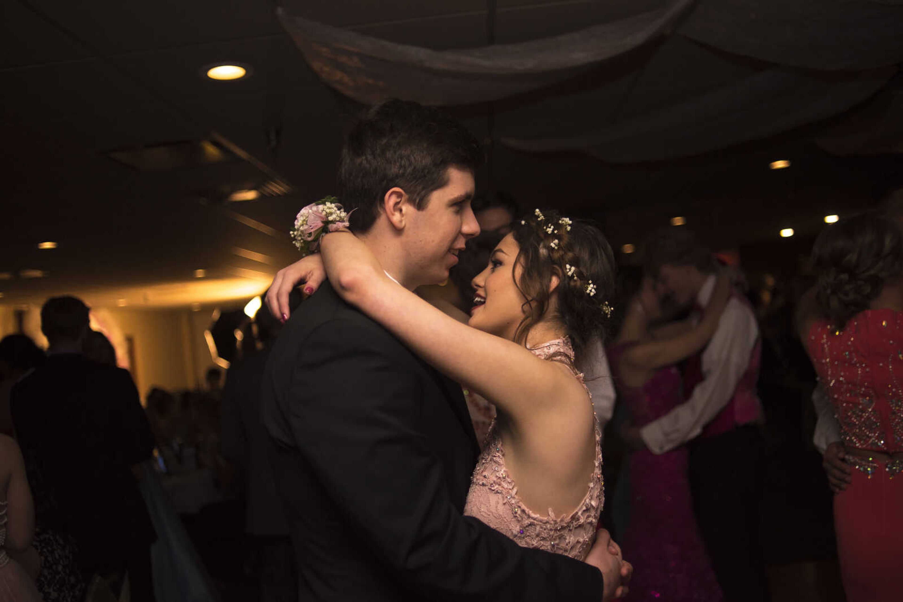 Students dance during the Saxony Lutheran prom Saturday, April 22, 2017 at the Elk's Lodge in Cape Girardeau.