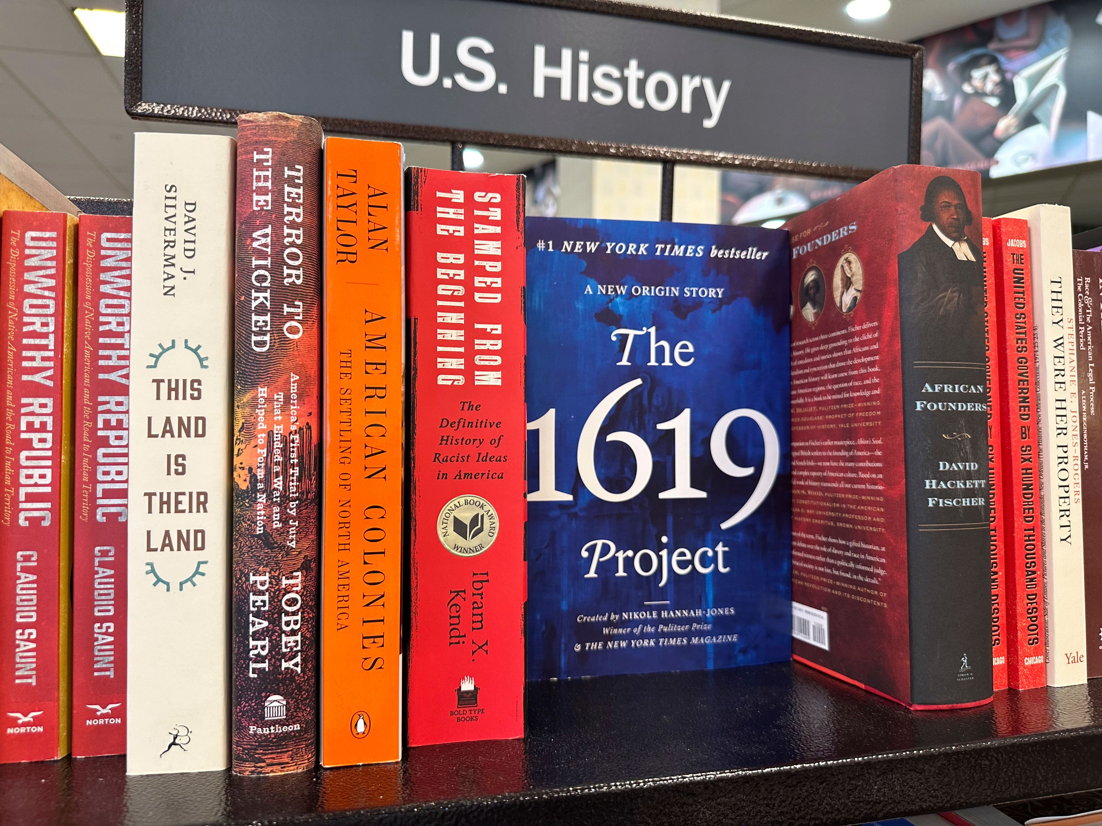 Books on U.S. history are displayed for sale at a book store in Raleigh, N.C., on Saturday, July 13, 2024. (AP Photo/Allen G. Breed)