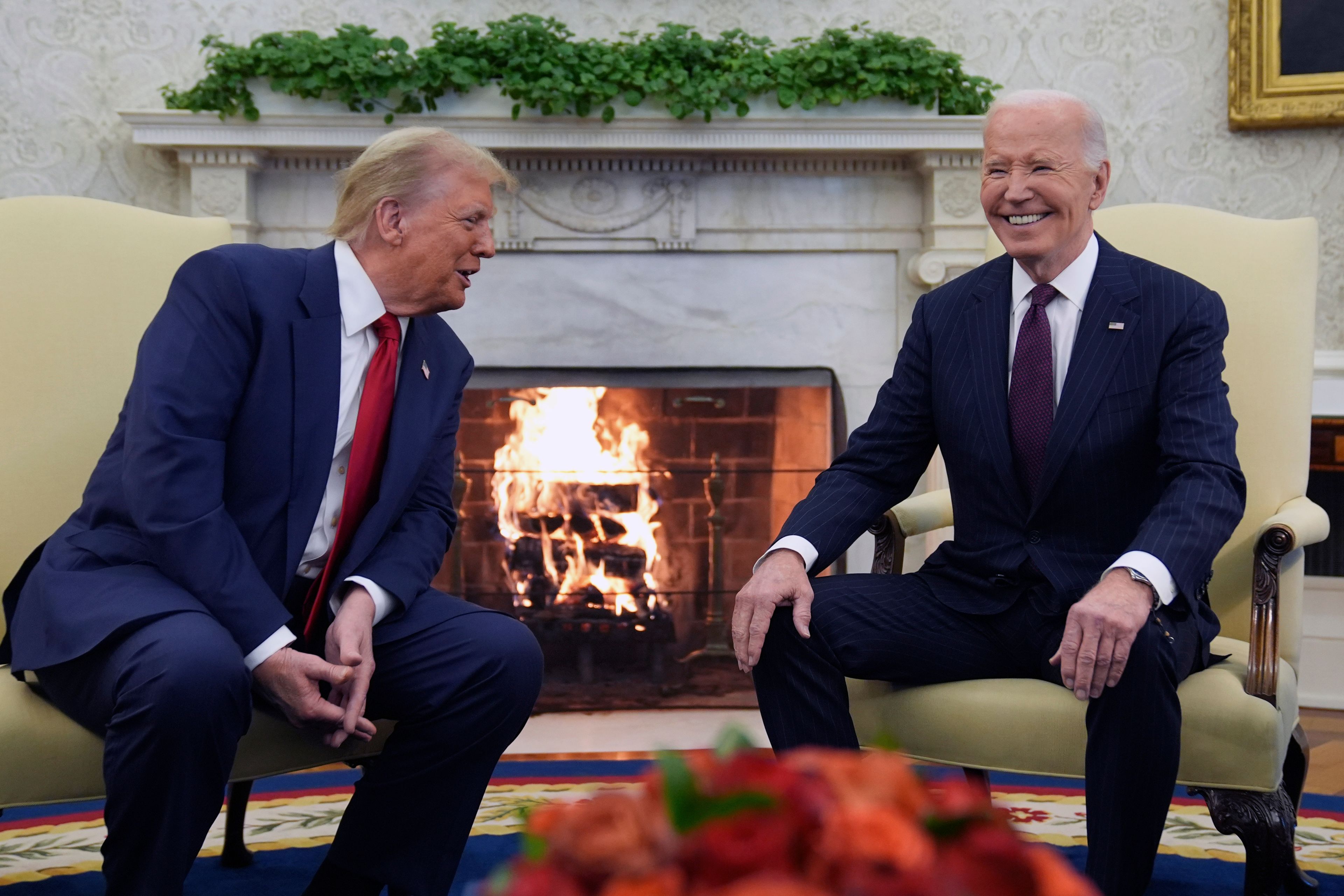 President Joe Biden meets with President-elect Donald Trump in the Oval Office of the White House, Wednesday, Nov. 13, 2024, in Washington. (AP Photo/Evan Vucci)