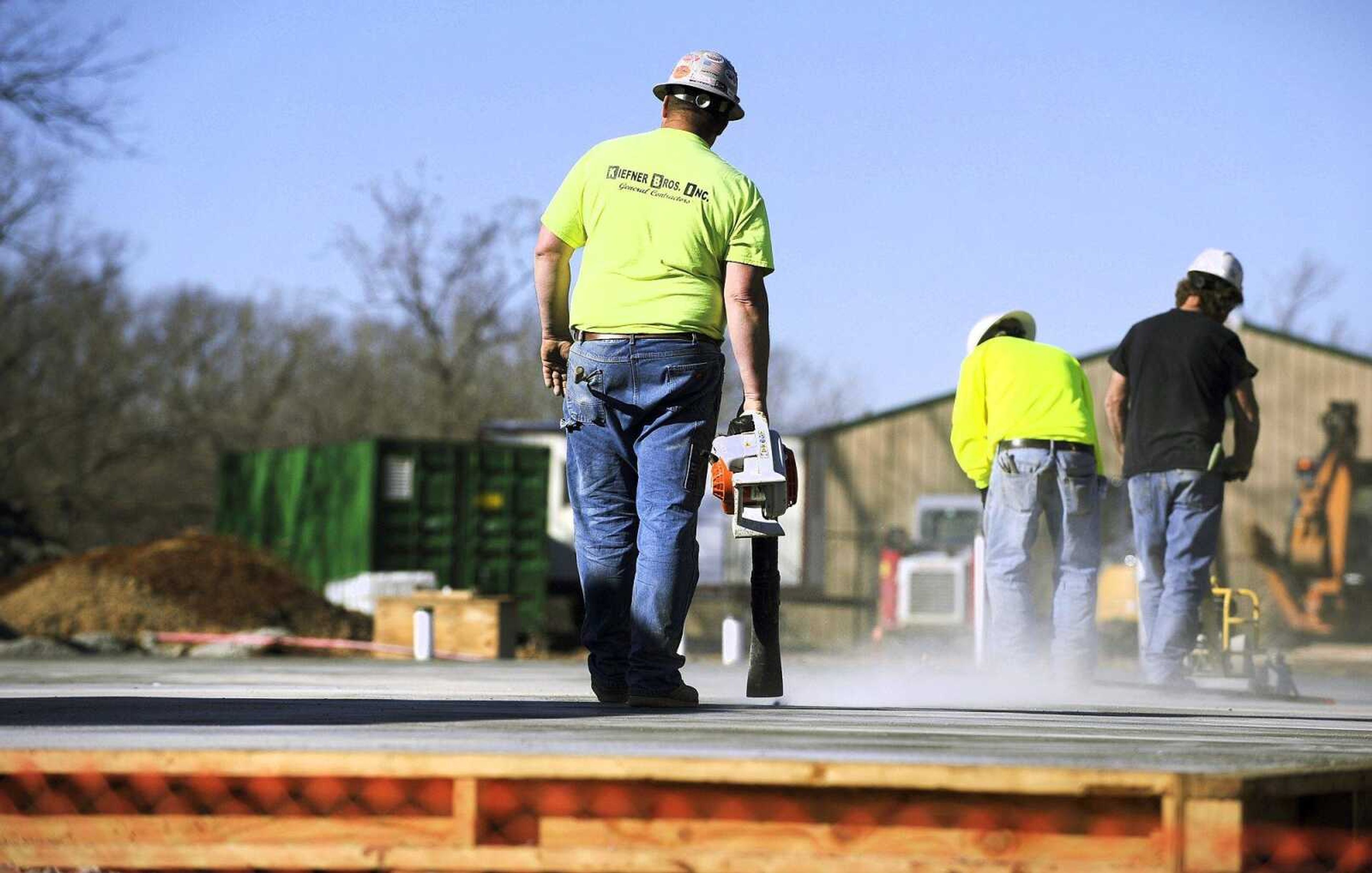 Construction at Southeast Missouri State University's new Greek Village continues Monday in Cape Girardeau.