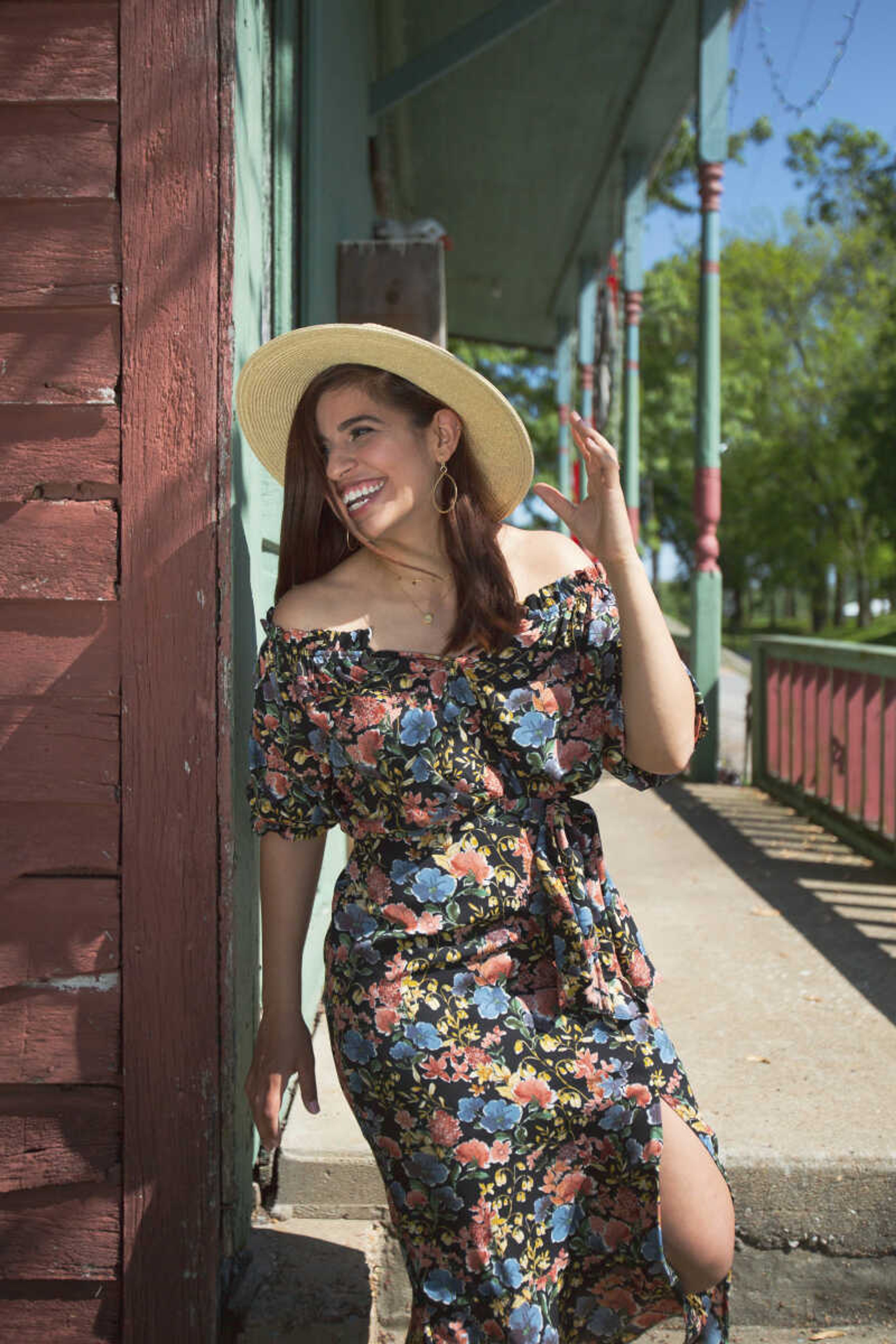 Vania Johnson models clothes, jewelry and shoes from Stash in Cape Girardeau.