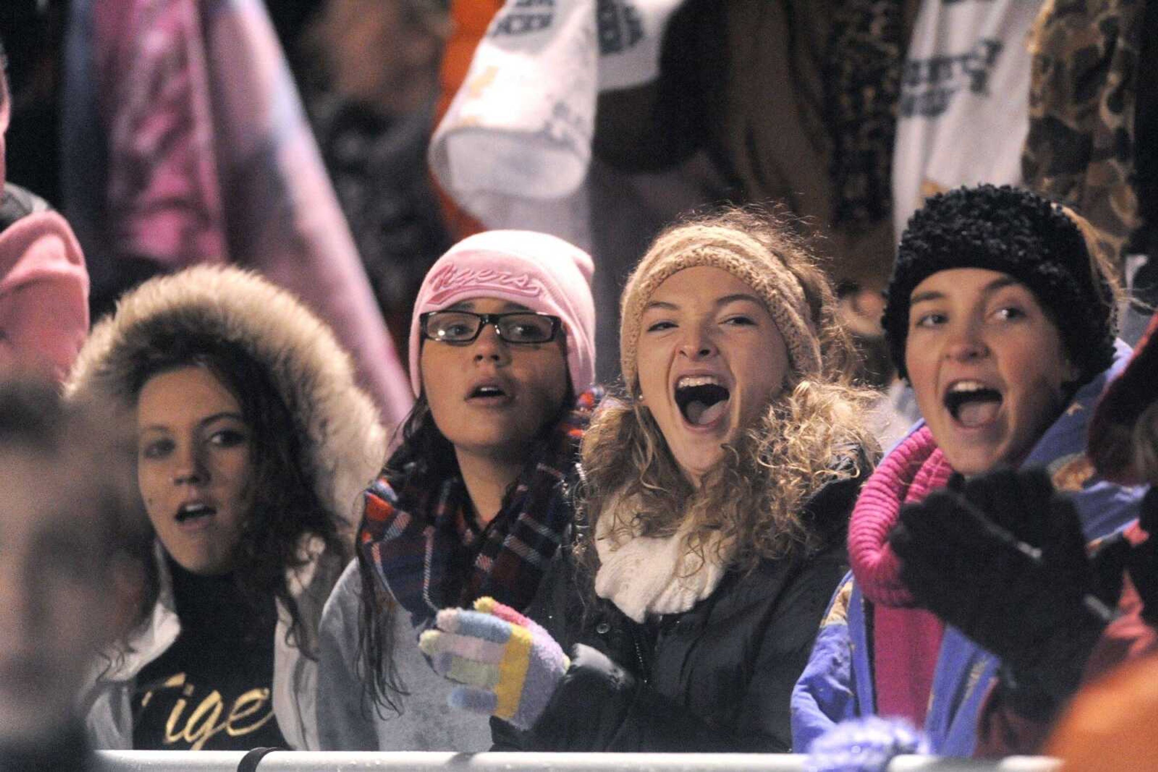 Central fans cheer from the stands during the Class 4 semifinal Friday, Nov. 21, 2014 in St. Charles, Missouri. (Glenn Landberg)