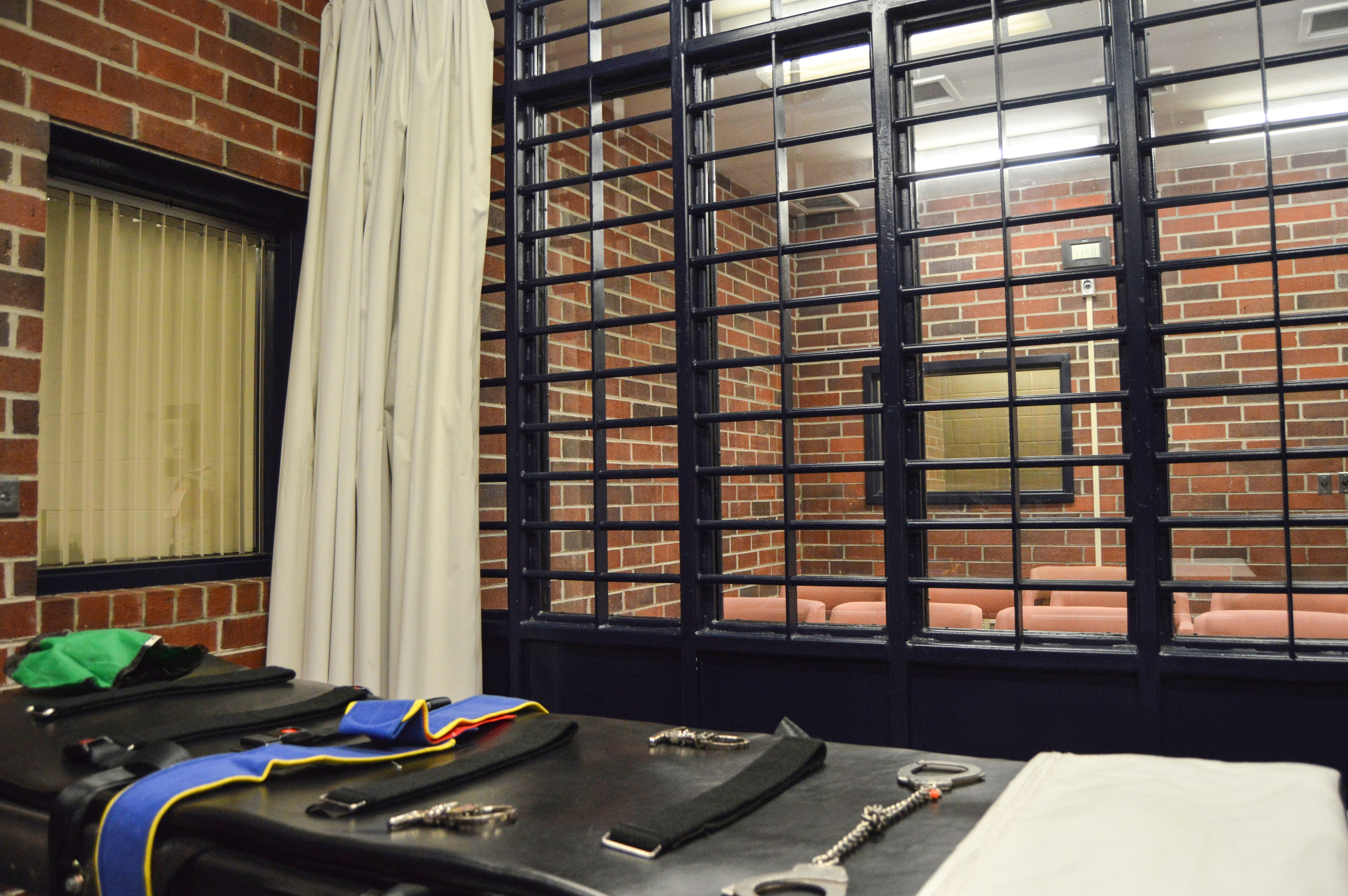 This undated photo provided by the South Carolina Department of Corrections shows the execution room at the Broad River Correctional Institution in Columbia, S.C. (South Carolina Department of Corrections via AP)