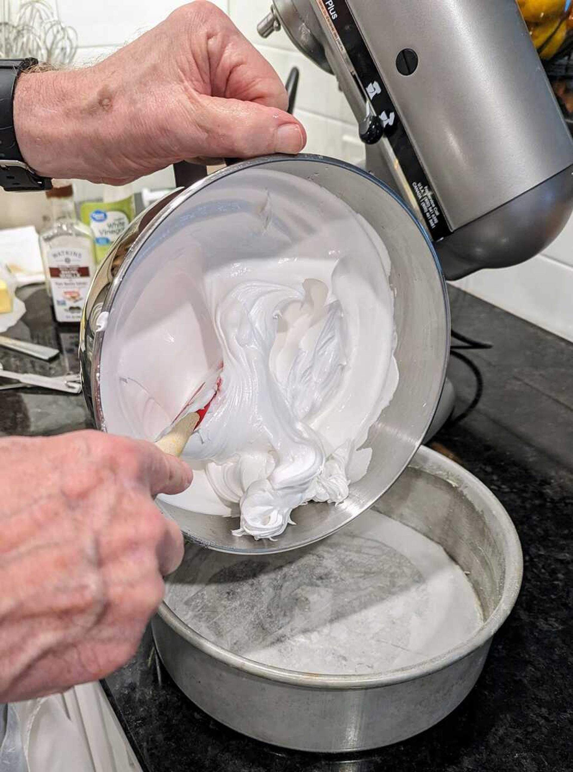 Springform pans make it easy to make perfect layers of meringue for a schaum torte.