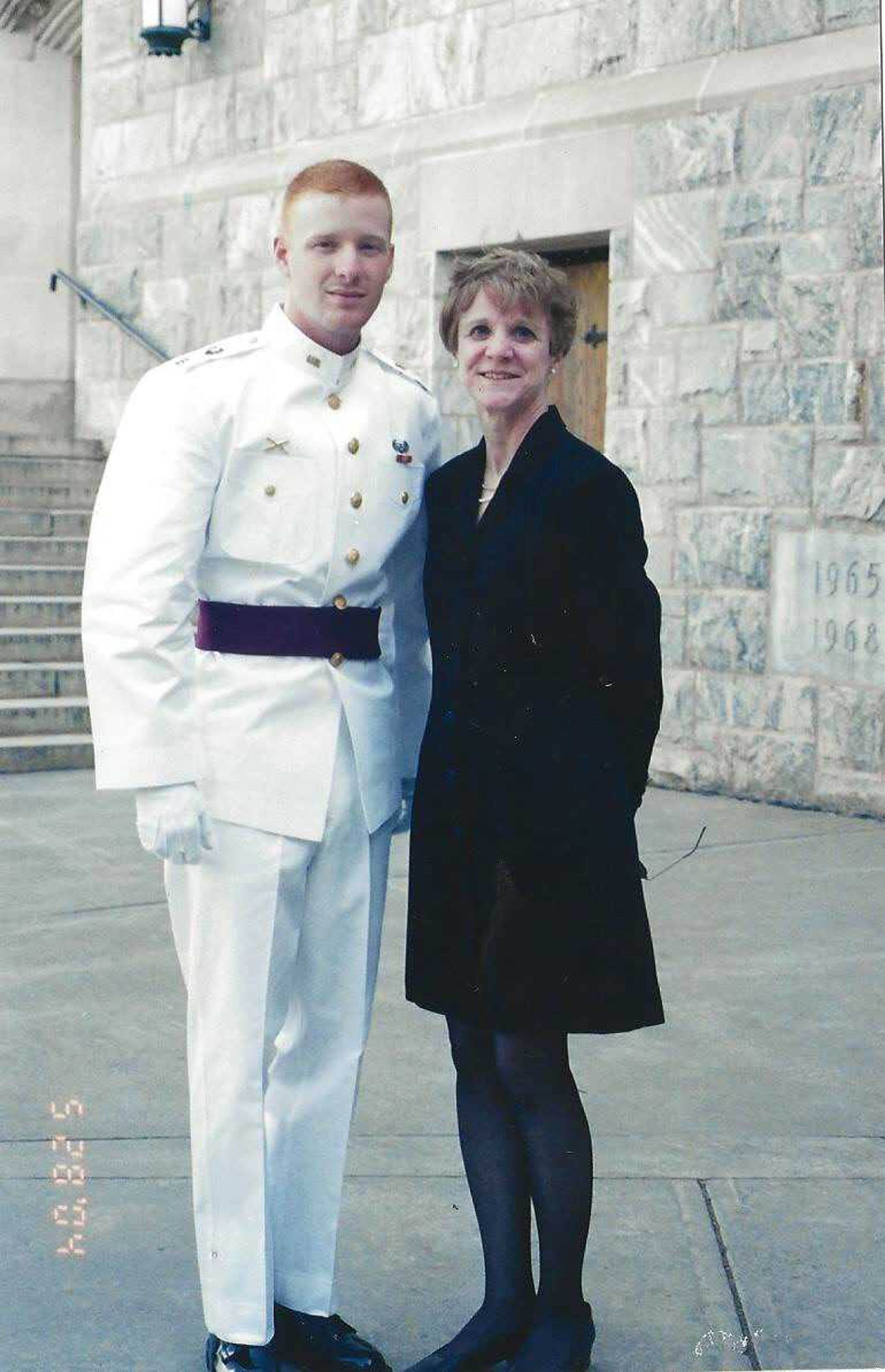 Camden Bock and his mother, Jill, pose for a photograph the day before the lieutenant graduated from West Point.