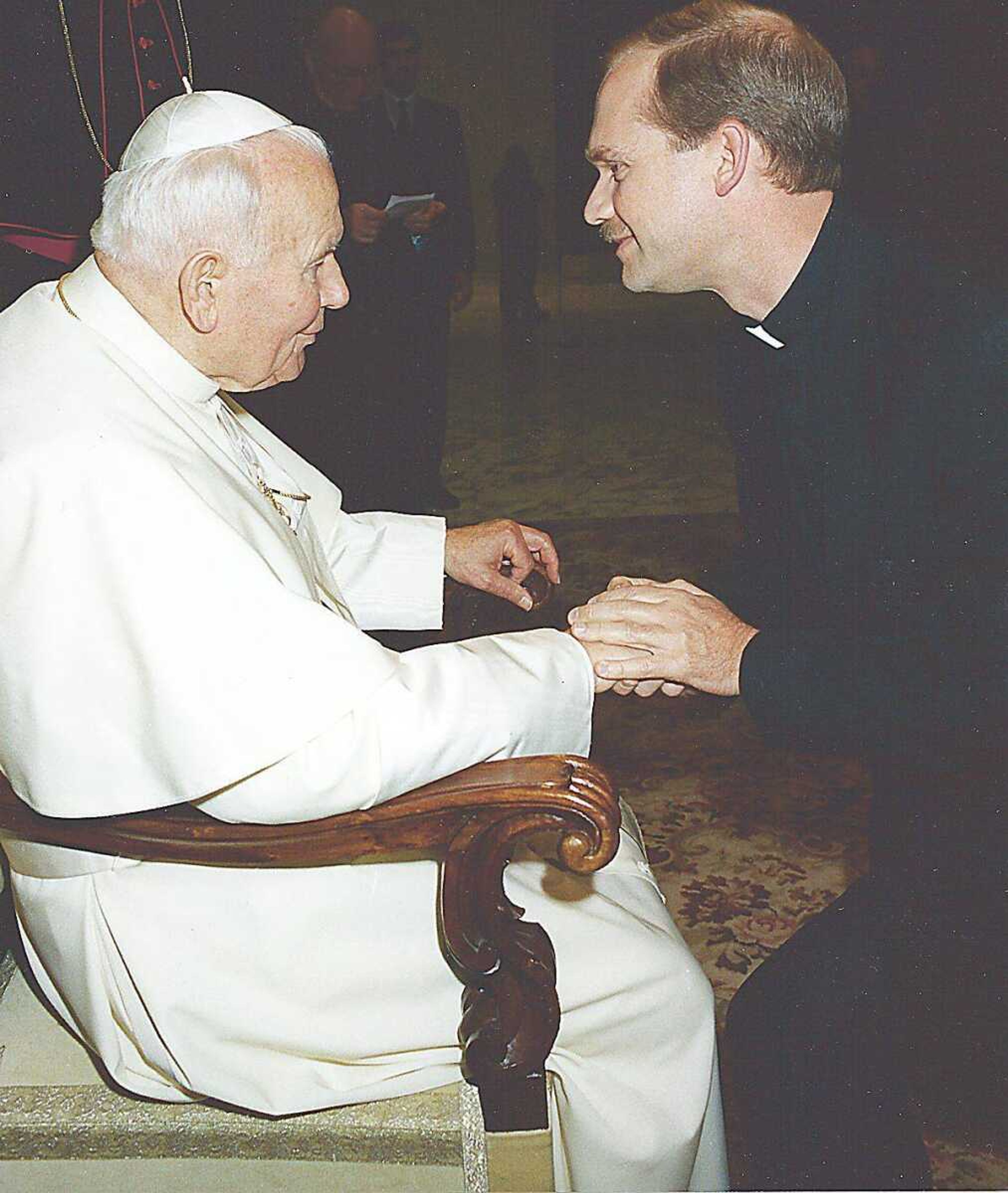 The Rev. David Hulshof, right, with Pope John II in Vatican City on May 5, 1999. (Submitted photo)