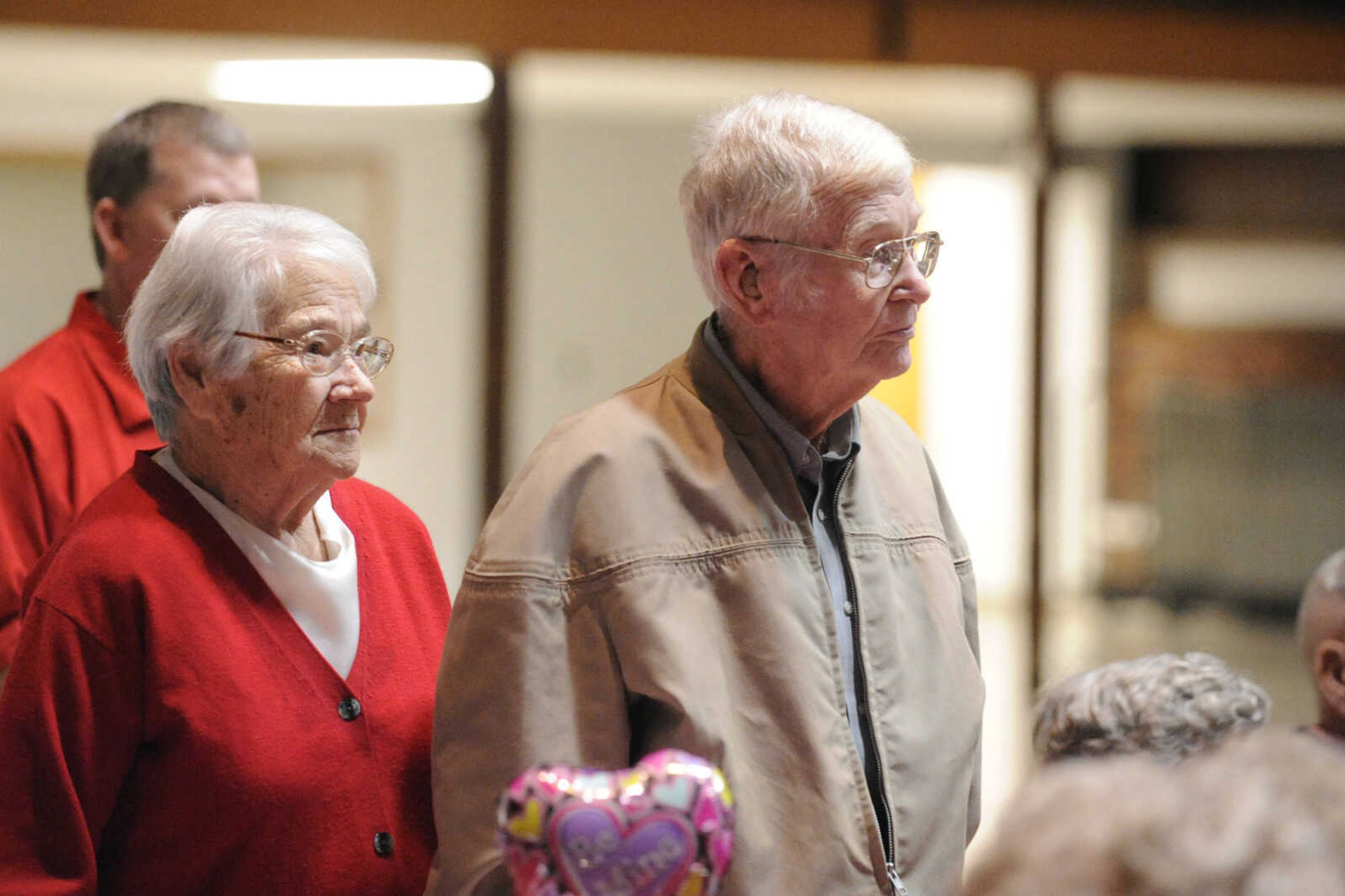 GLENN LANDBERG ~ glandberg@semissourian.com

Ruby and Bobby Hester are recognized for their 71 years of marriage during the Valentine's Party sponsored by Schnucks Supermarket for couples who have been married for 50 or more years at the Arena Building Friday, Feb. 13, 2015.