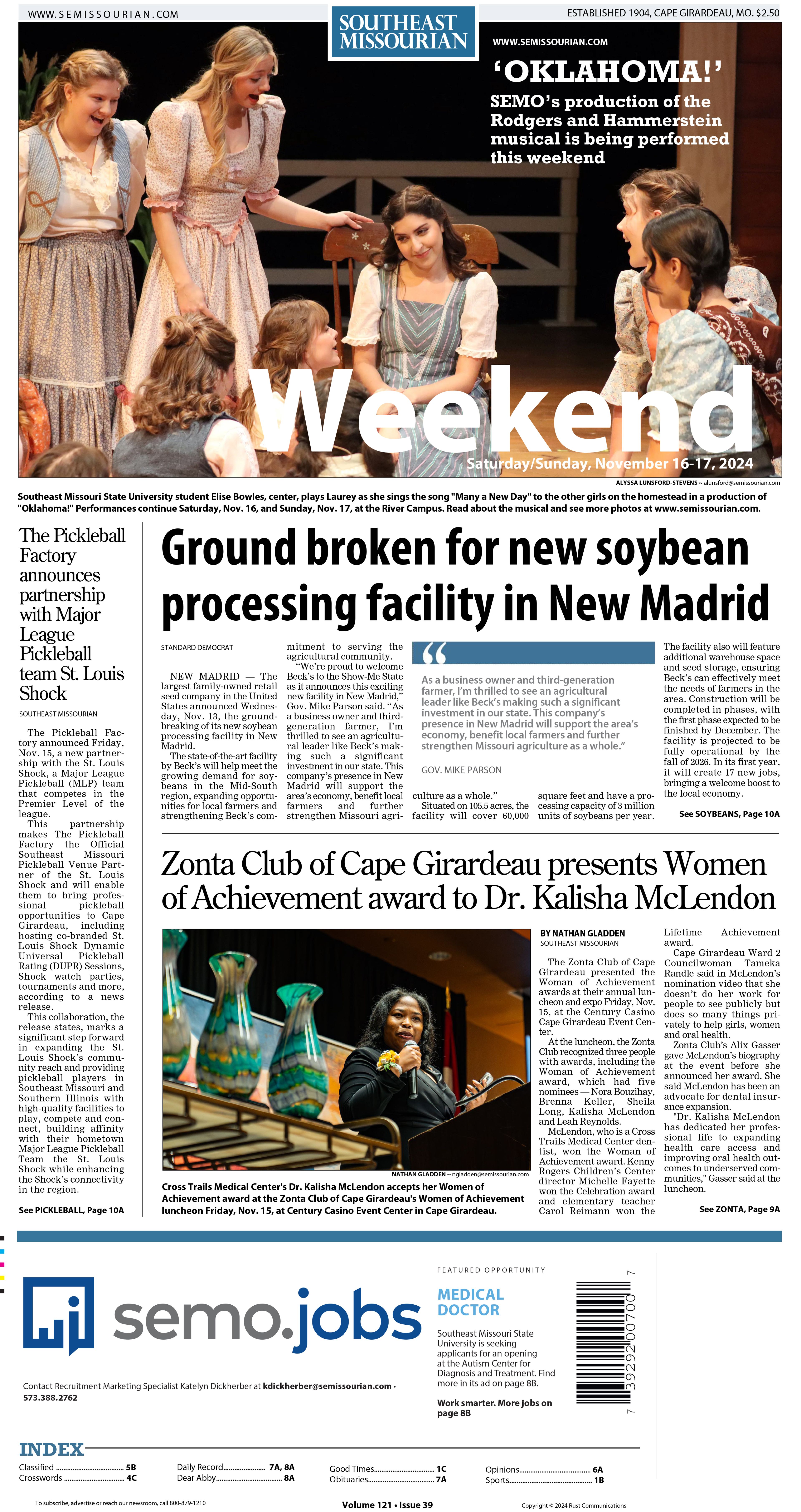 Saturday/Sunday, November 16-17, 2024: E-Edition