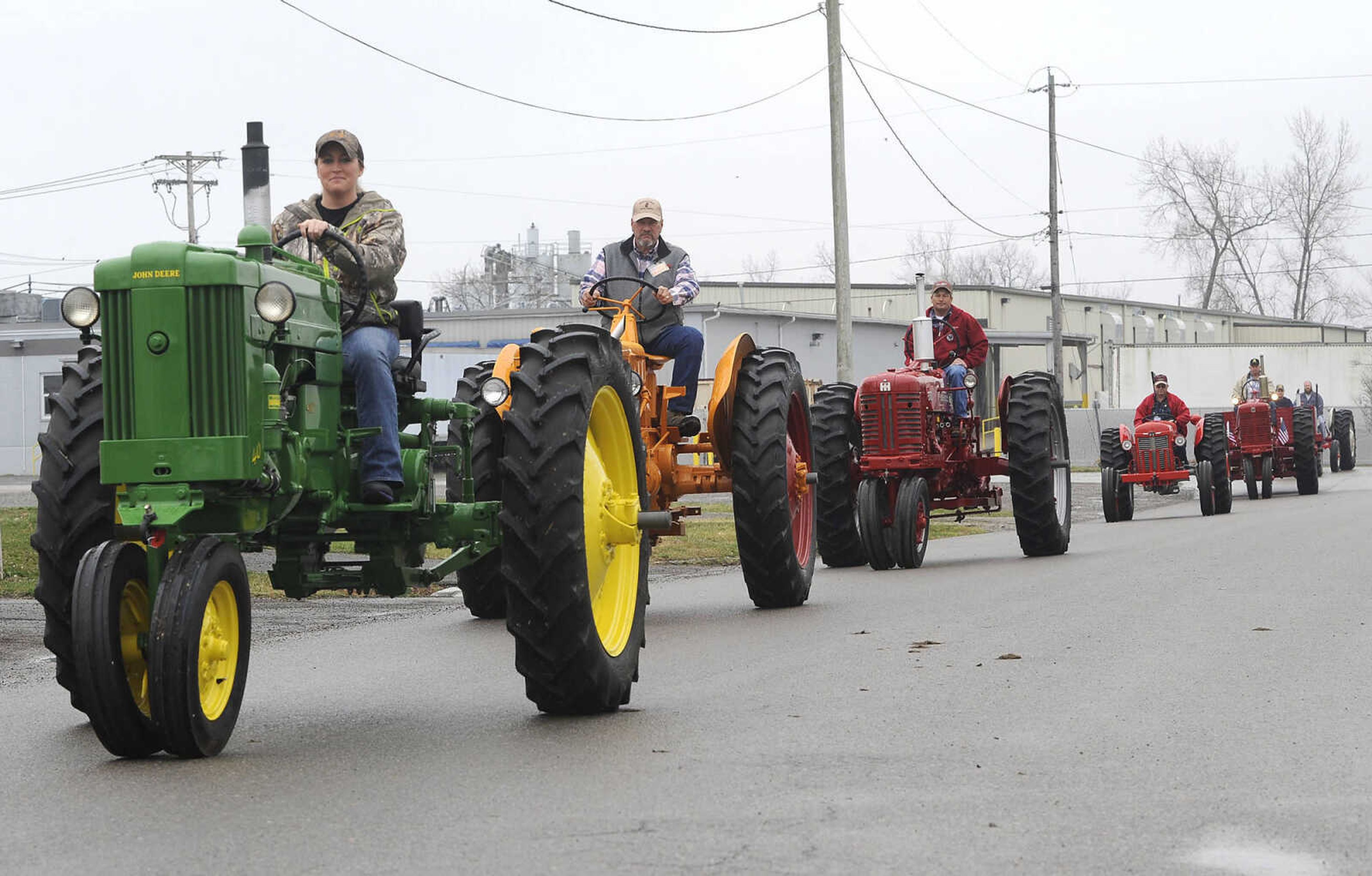 FRED LYNCH ~ flynch@semissourian.com
Egypt Mills Antique Tractor Club members drive in for the Cousin Carl Farm Show on Saturday, March 12, 2016 at Arena Park.